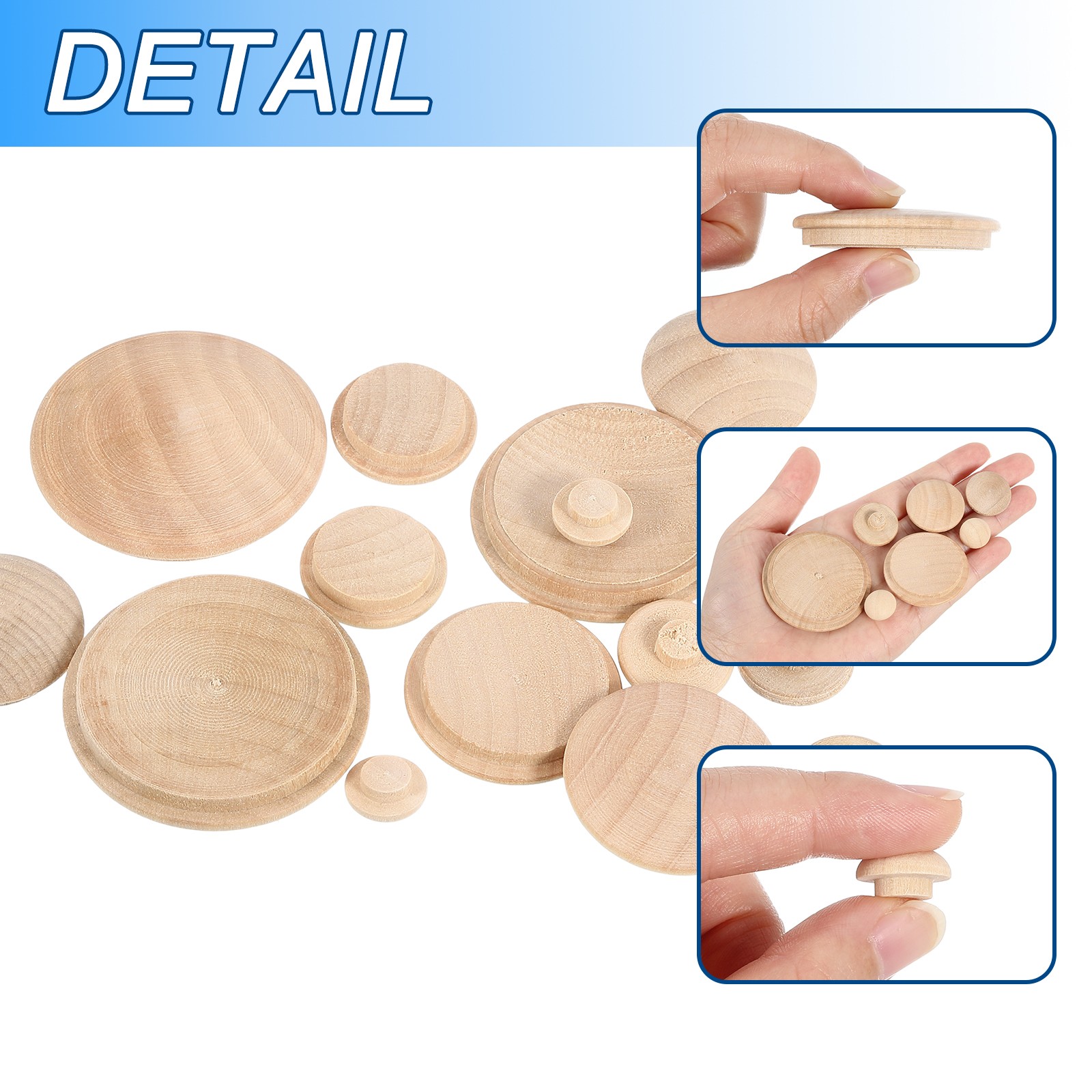 Wood Hole Plugs, 20 Pcs 40x35mm Wood Button Top Plugs Screw Hole Plugs