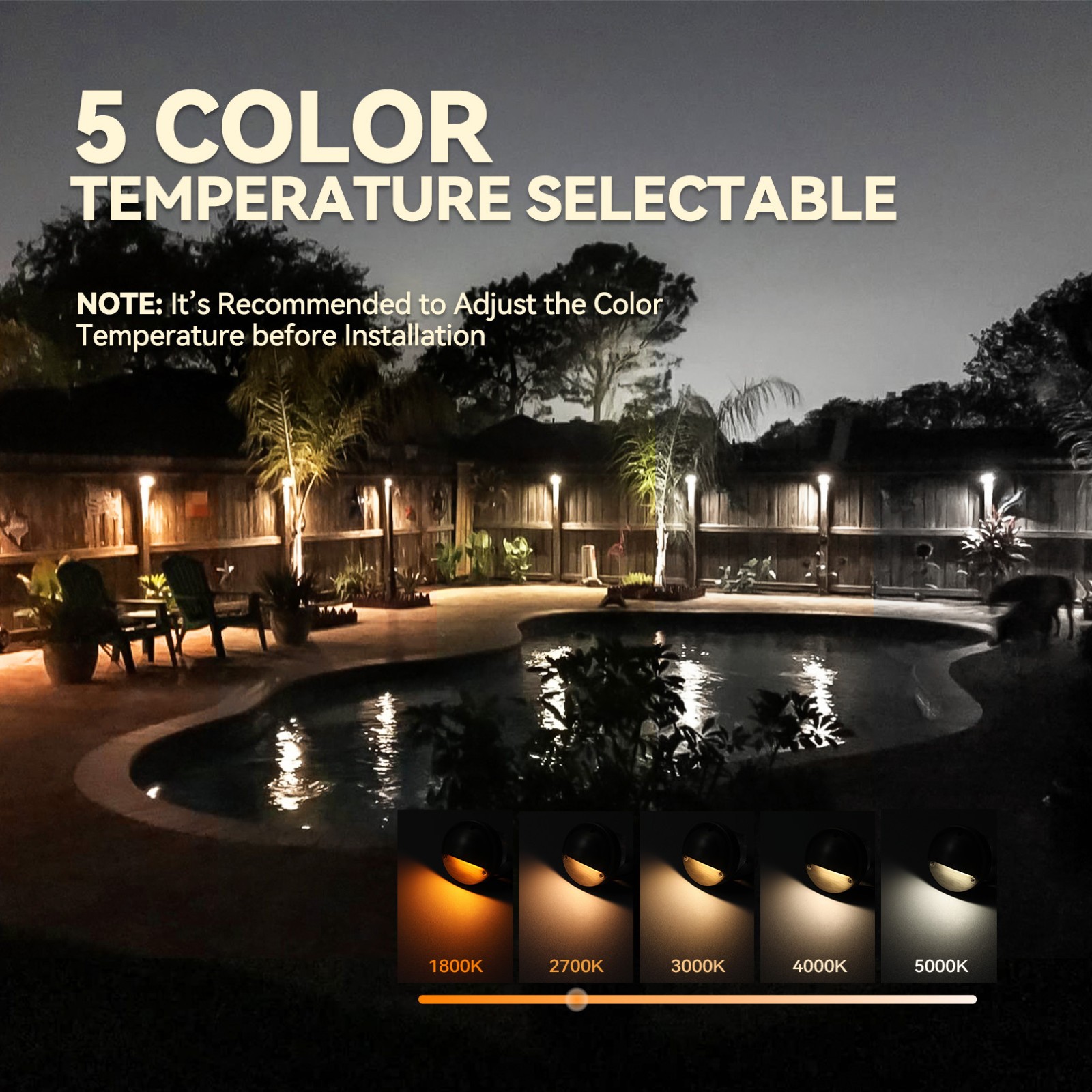 12 Pack LED 5CCT Low Voltage Deck Light, Landscape Fence Light, Bronze