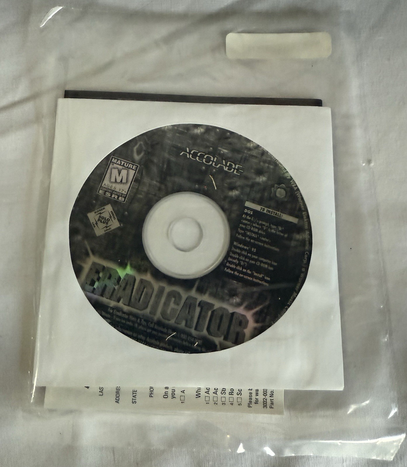 ERADICATOR Video Game PC-CD, 1996 for DOS & Windows 95/98 Accolade Sealed