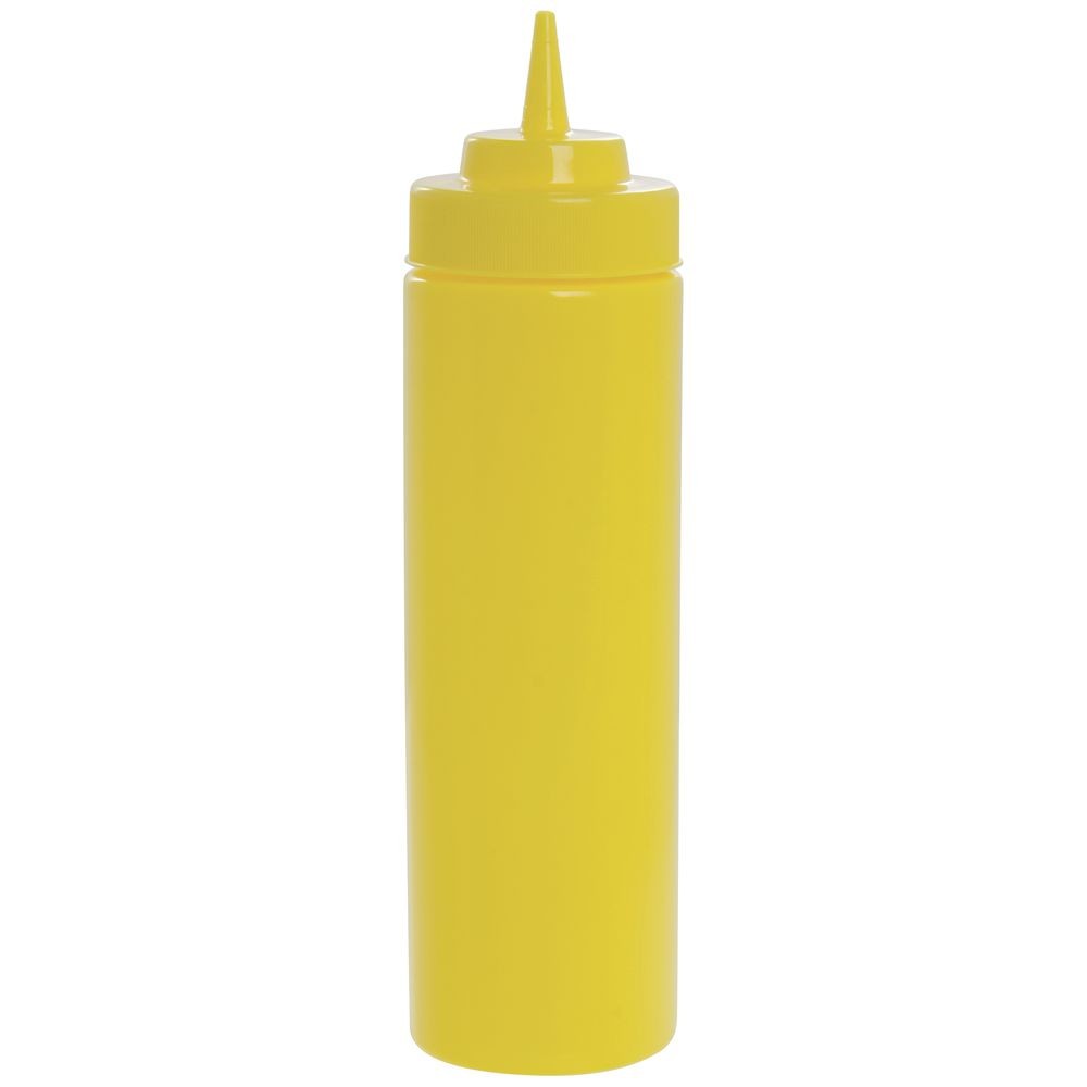 Tablecraft 24 Oz Yellow Polyethylene Widemouth Squeeze Bottle - 2 3/4"Dia x 10