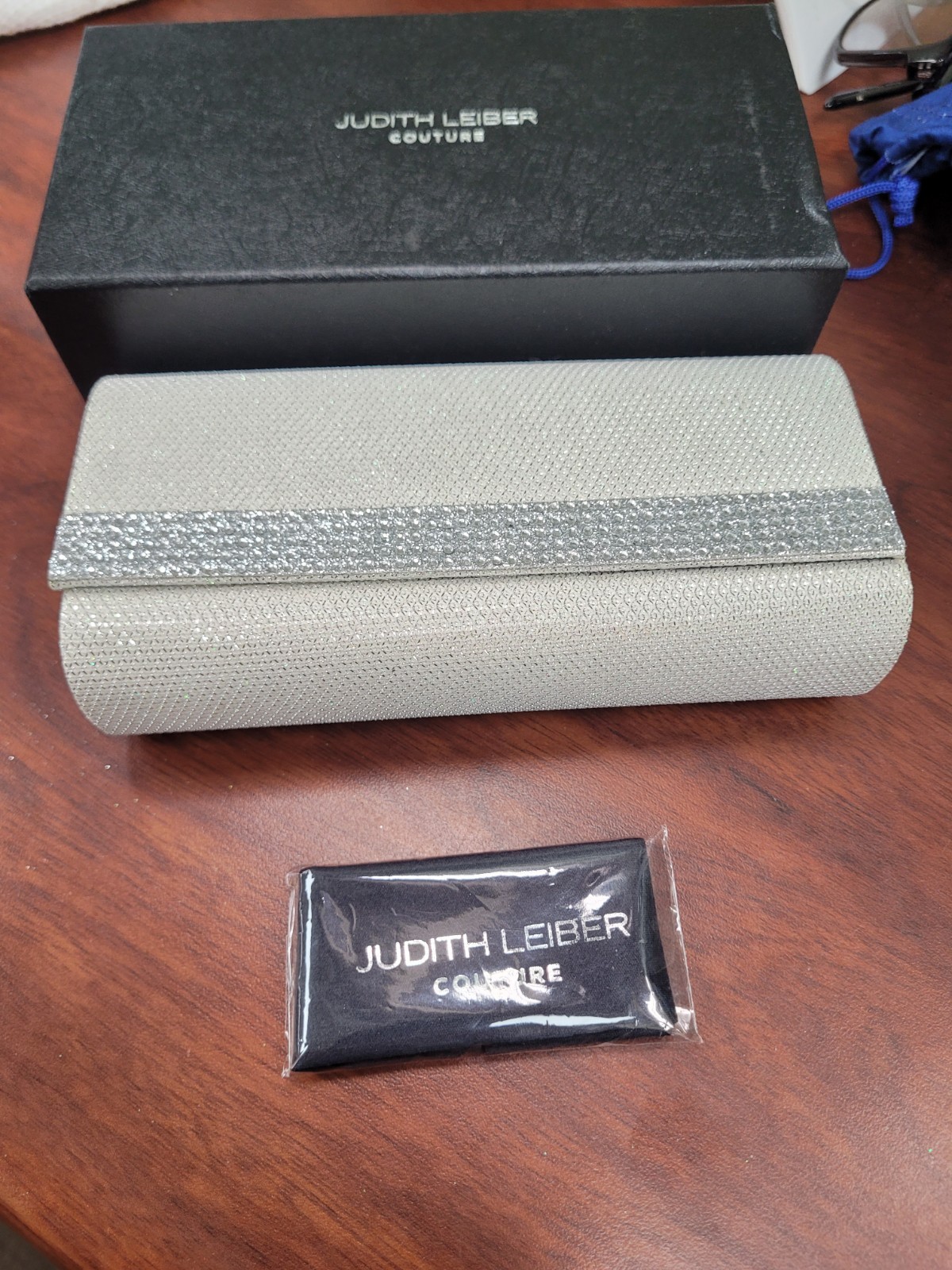 Judith Leiber Eye Glasses Sunglasses Case Leather with Rhinestones