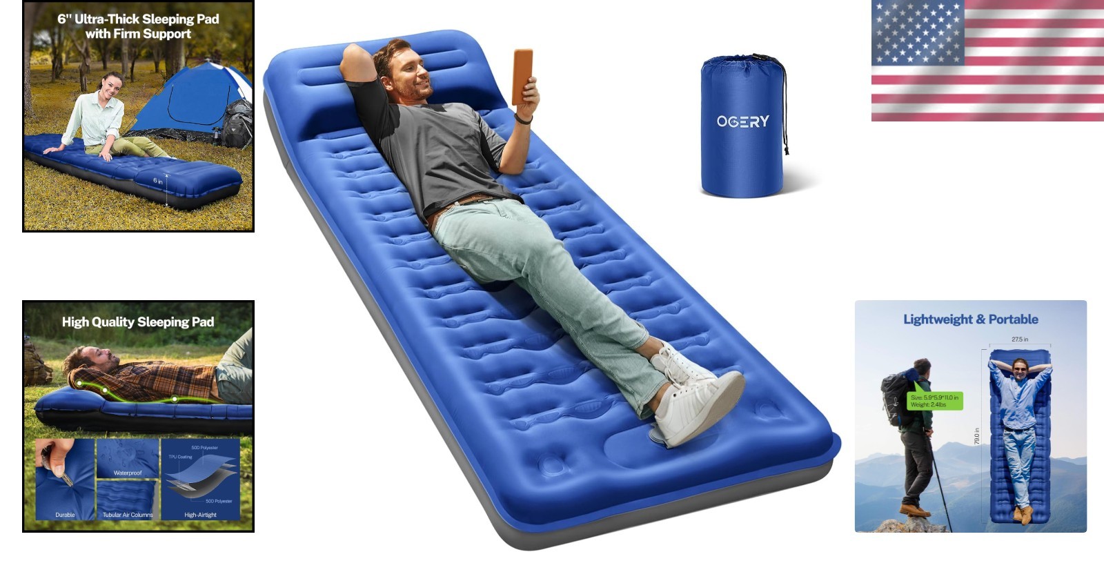 Durable 6'' Air Mattress for Tent Camping – Lightweight & Space-Efficient