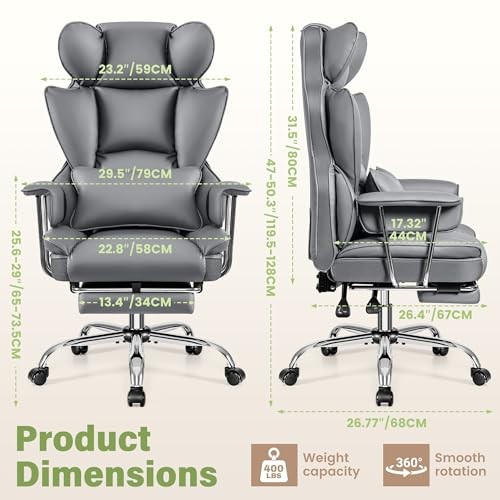 BESTFAIR OFFICE DESK CHAIR BIG AND TALL EXECUTIVE OFFICE CHAIR WITH FOOTREST