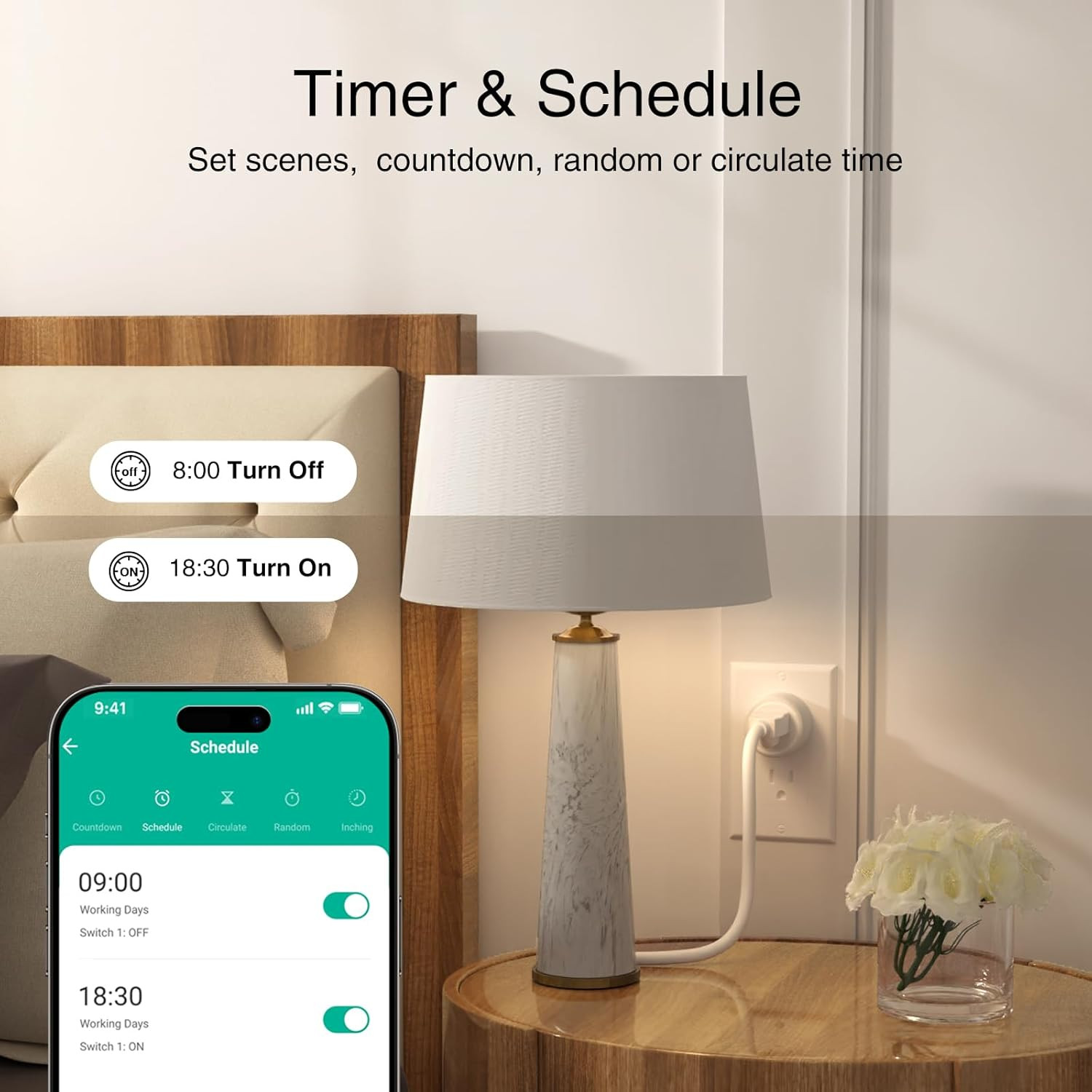 WiFi Smart Plug Outlet Timer App Remote Control Works with Alexa Google