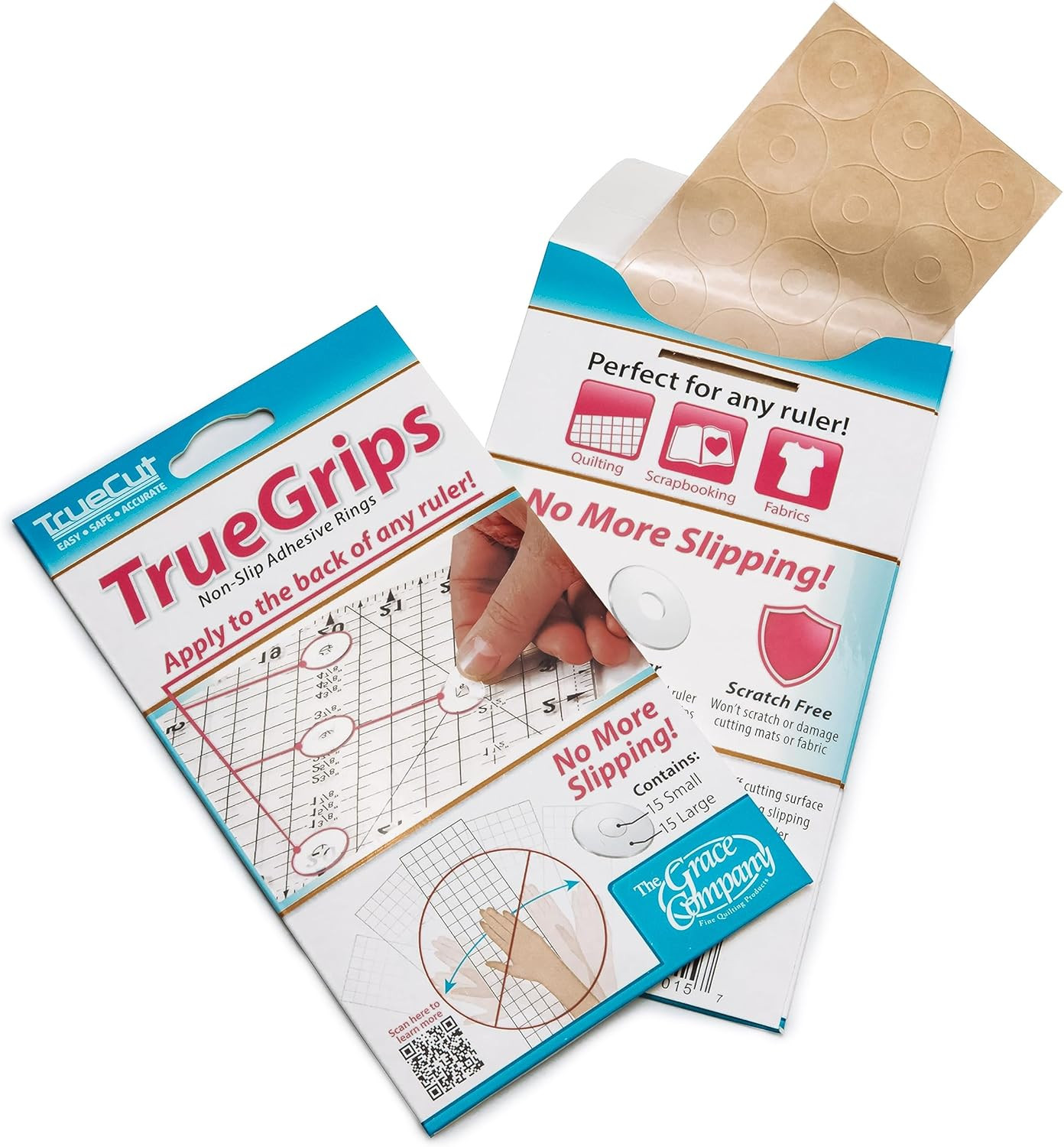 Truecut Truegrips Non-Slip Ruler Grips for Quilting Rulers | No-Slip Quilt Ruler