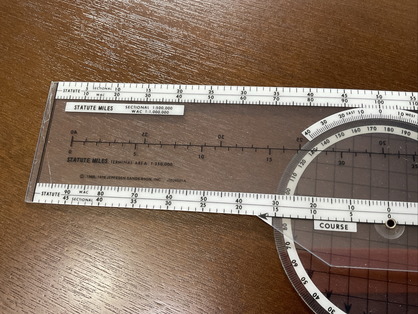Vintage 1976 Jeppesen PJ-1 Rotating Azimuth Plotter With Original Sleeve