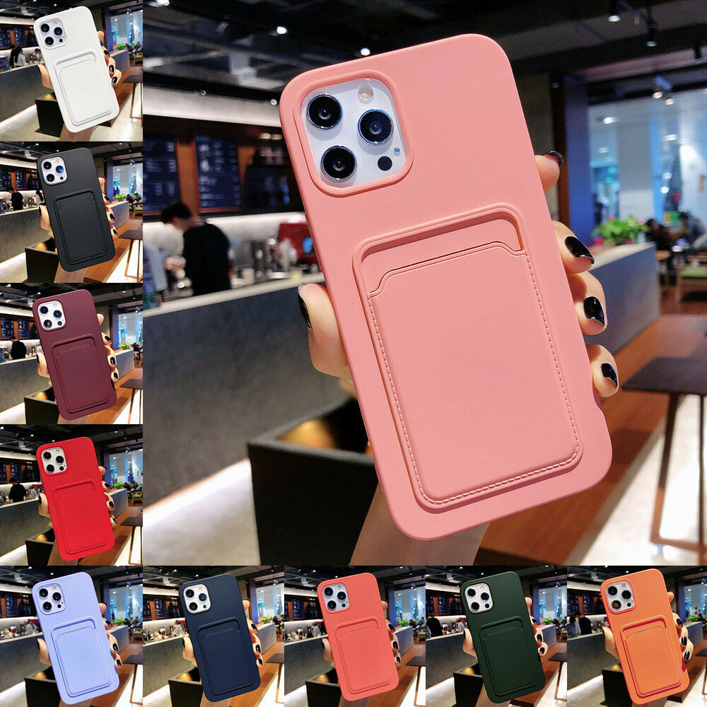 For iPhone 15 Plus 14 Pro 13  12 Pro Max Wallet Card Slot Holder Silicone Case