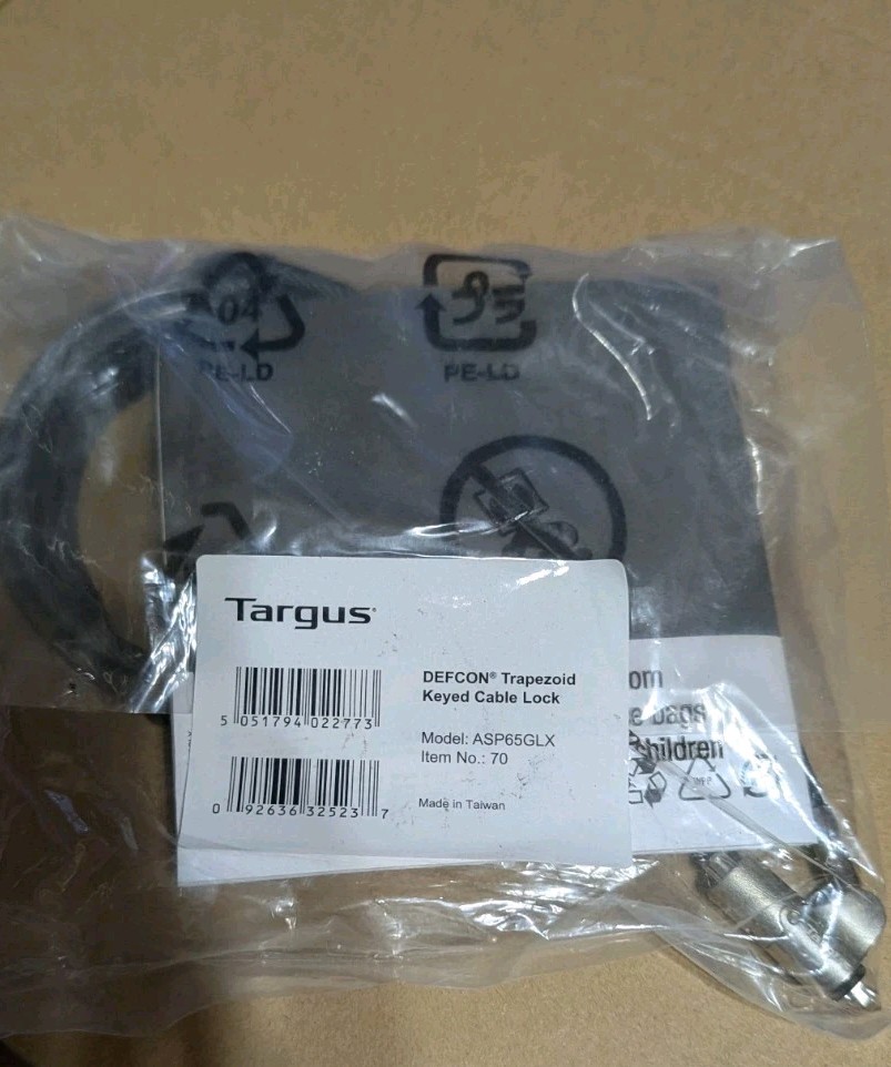 Targus DEFCON Trapezoid Keyed Cable Lock - ASP65GLX
