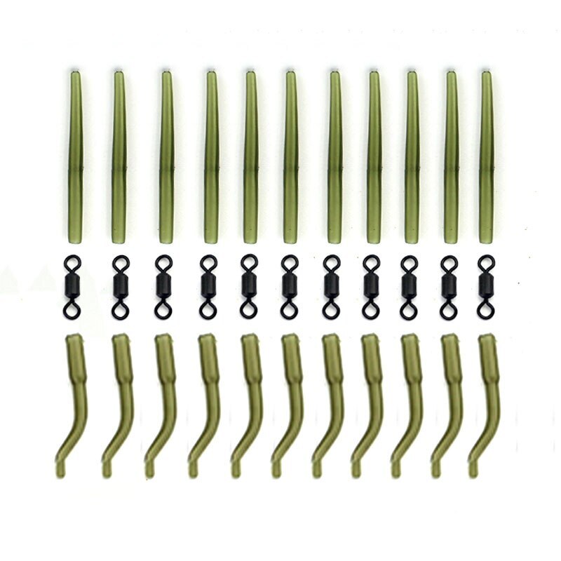 30PCS Fishing Tackle carp Safety lead clips Size 8 swivels + Anti Tangle Sleeves