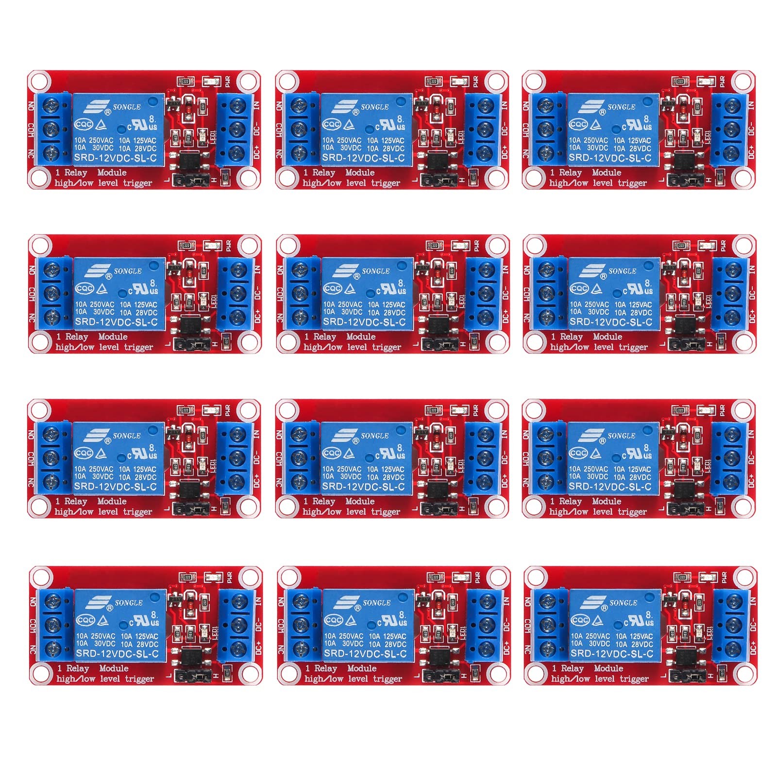 DIANN 12pcs DC 12V Relay Module 1 Channel Board with Optocoupler