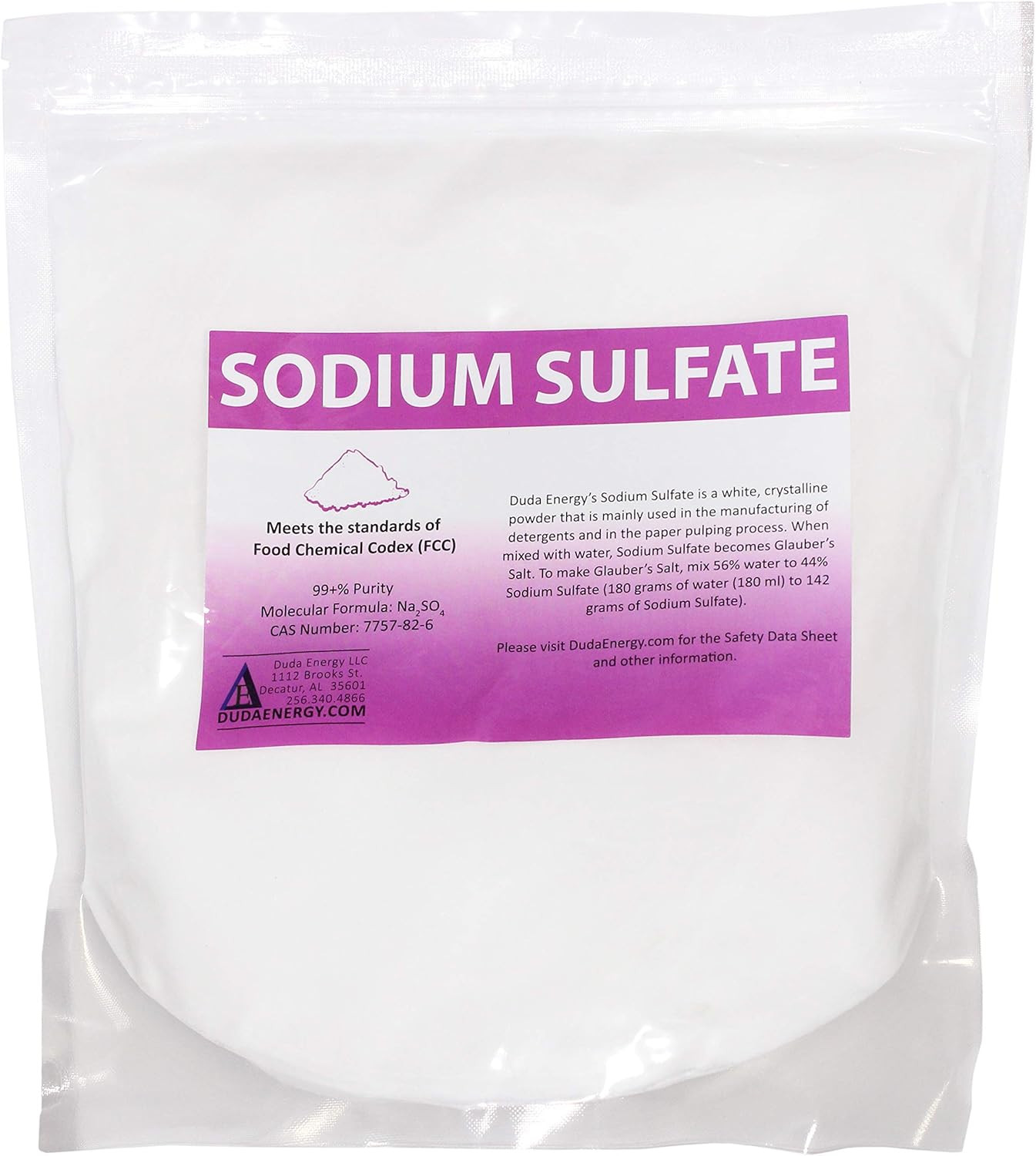 5 lb Sodium Sulfate Food Grade FCC Anhydrous Naturally Mined 99+% Pure Crystals