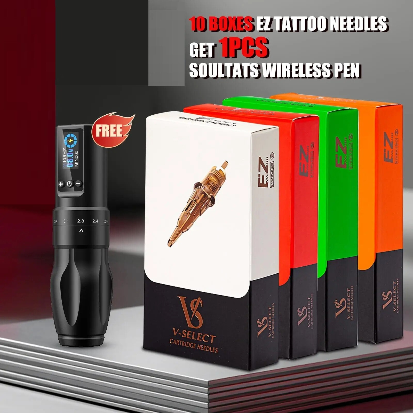 200pcs Mixed EZ V-Select VC Cartridge Tattoo Needles Kits RL RS M1 CM EZ Wireles