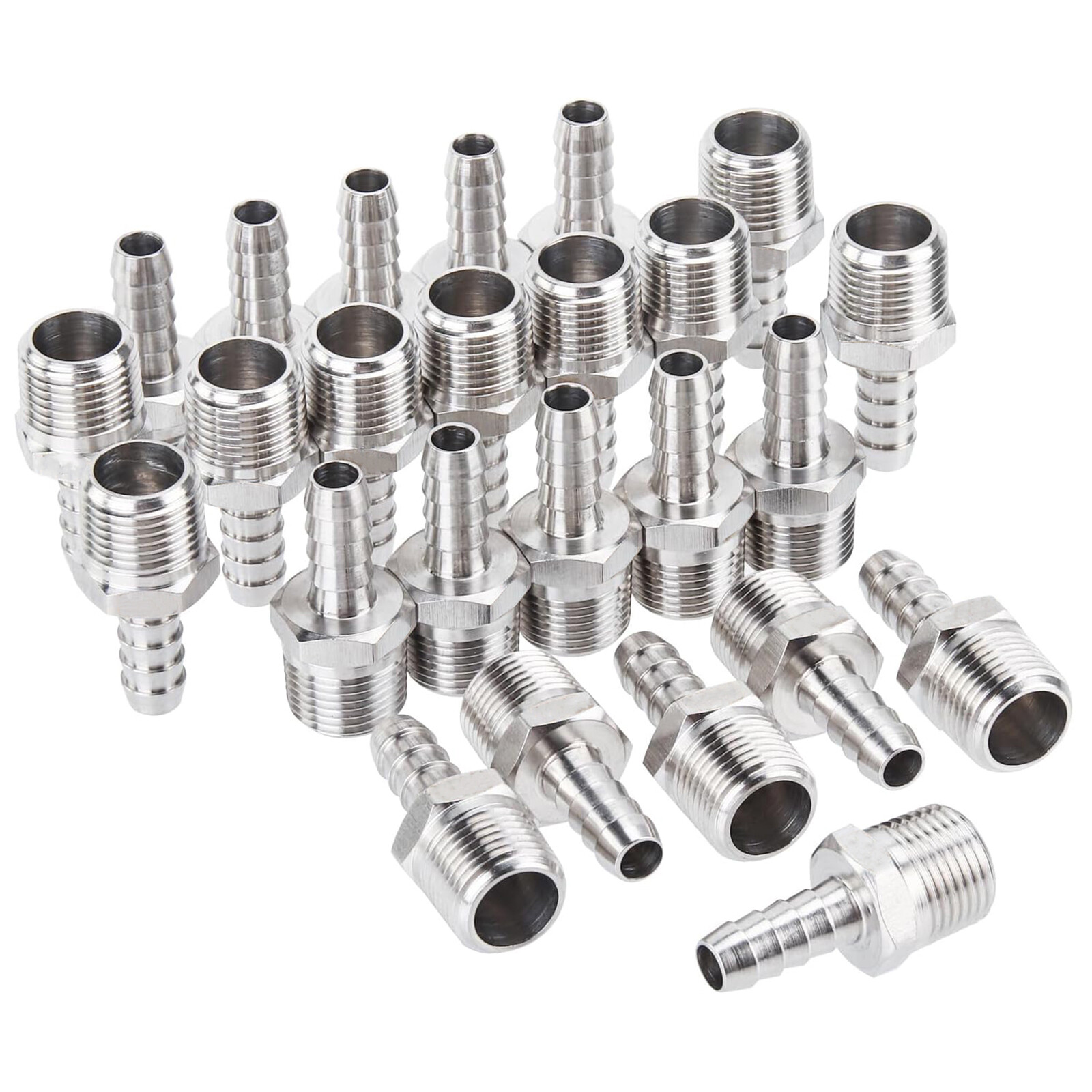Male Threaded 304 Stainless Steel Barb Hose Pipe Fitting Tail Connector Adaptor