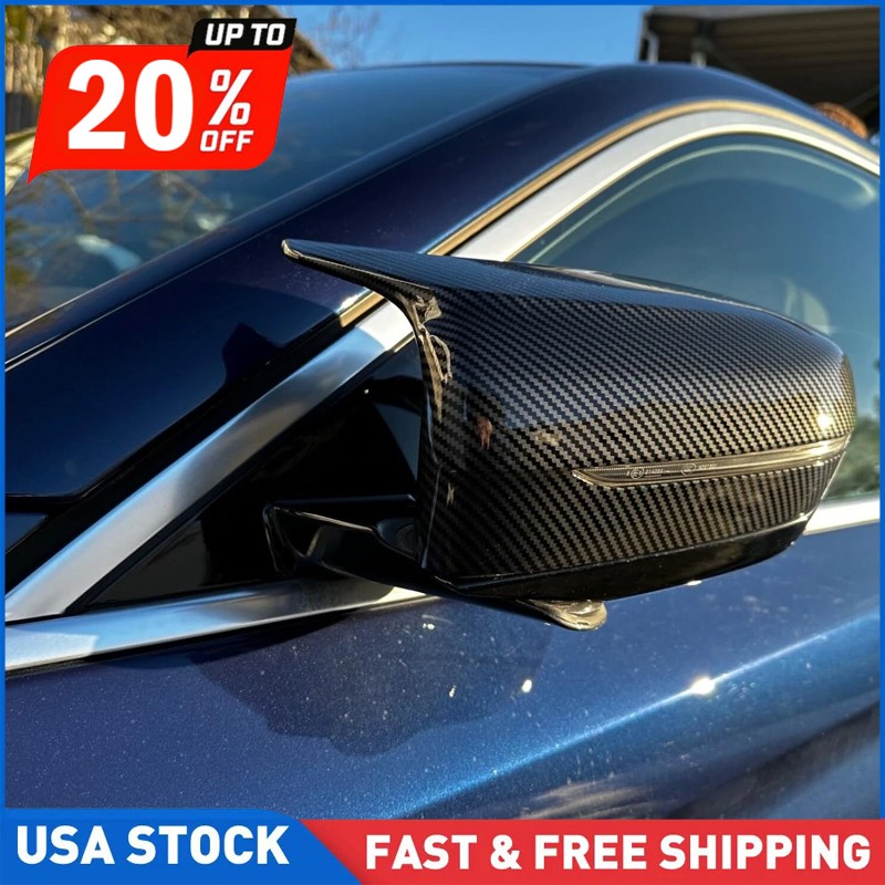 FOR BMW G30 G20 G11 G12 17-22 M STYLE CARBON FIBER ADD-ON SIDE MIRROR COVER CAPS