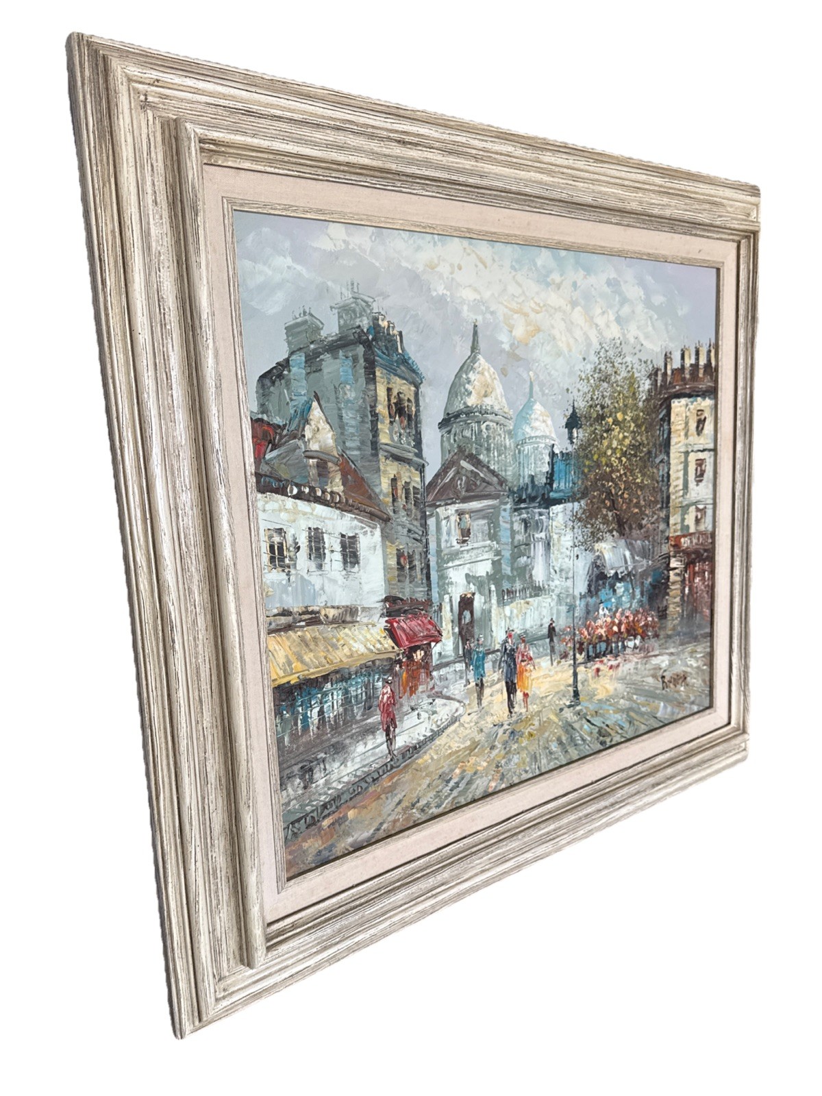 Caroline Burnett Oil Painting Bauhaus Style Signed Original Framed 32” x 27” VTG