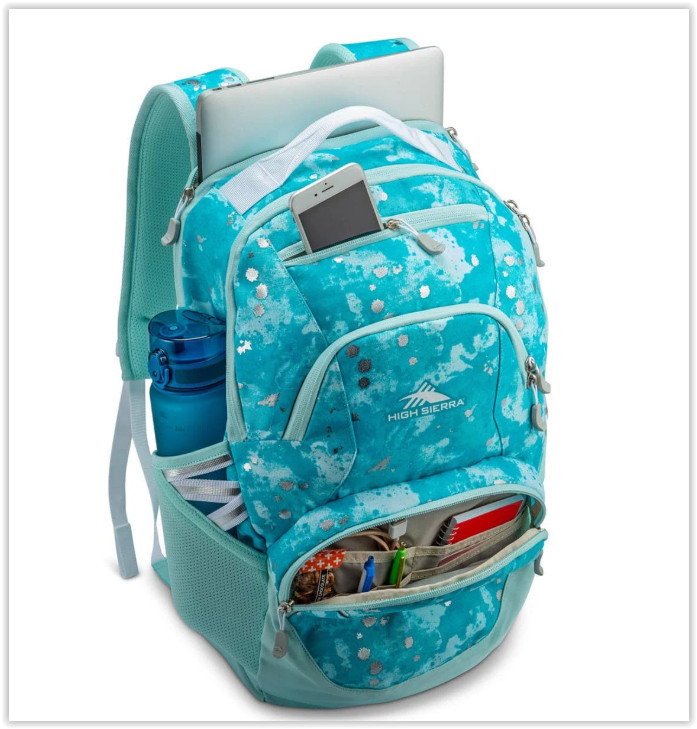 NWT High Sierra Swoop SG Laptop Backpack- 'Art Class' Teal Mint Sky Blue 30L