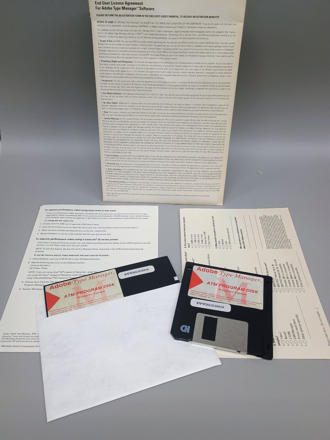 Vintage Adobe Type Manager ATM Program Disk Windows Version 1990 Floppy