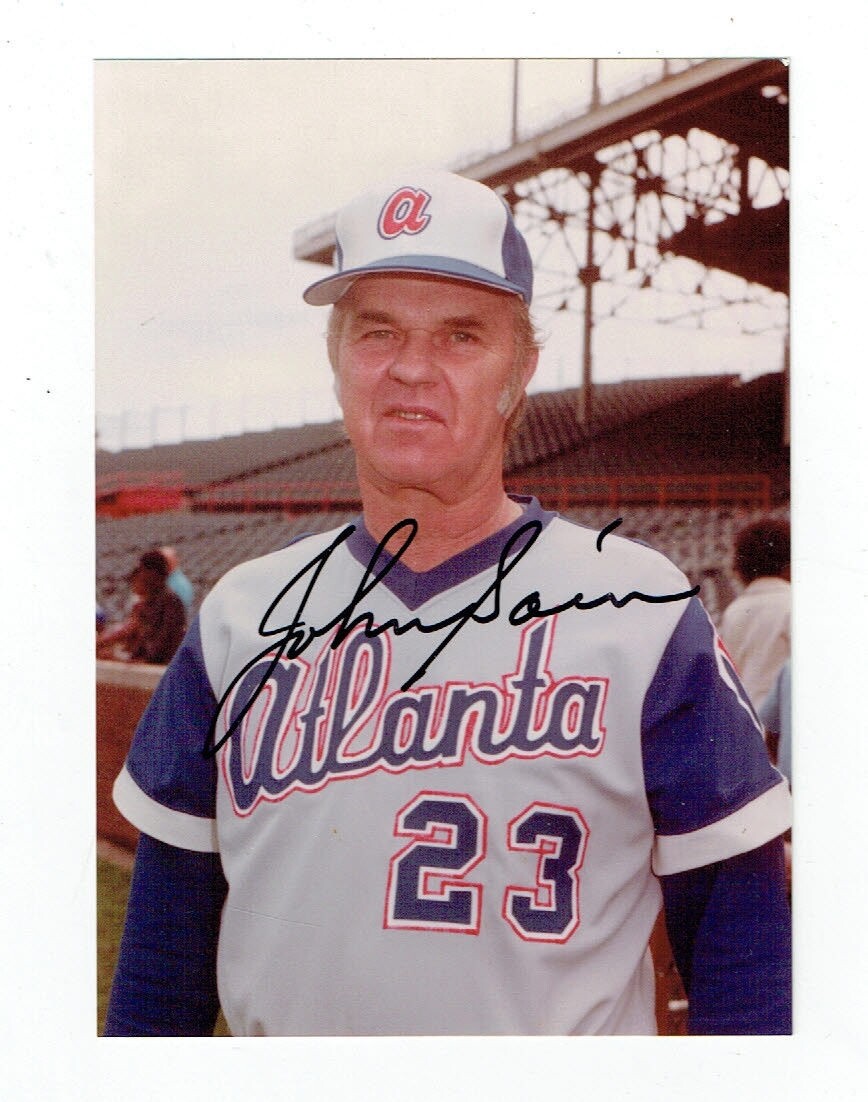 MLB BASEBALL ATLANTA PITCHER JOHNNY SAIN ORIGINAL AUTOGRAPH ON COLOR PHOTO!