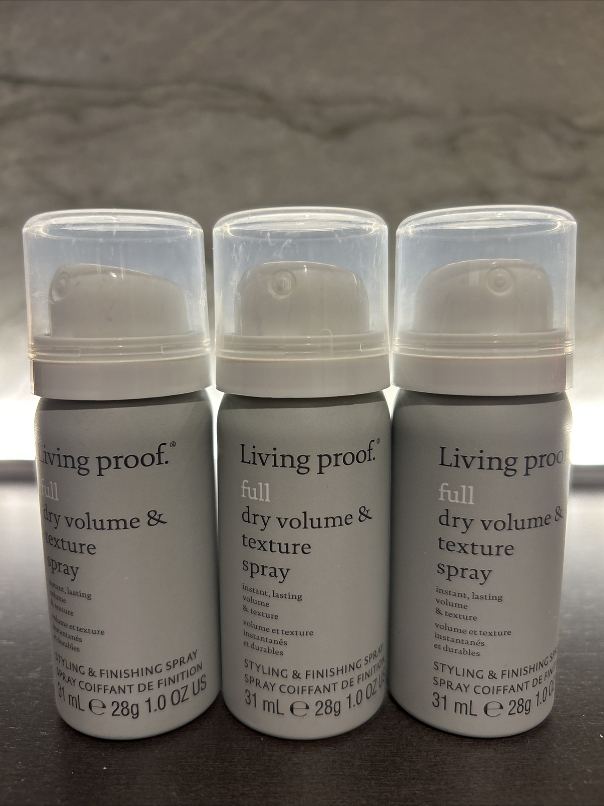 3x Living Proof Full Dry Volume Hair Spray 1oz (each) Travel size Lot of 3