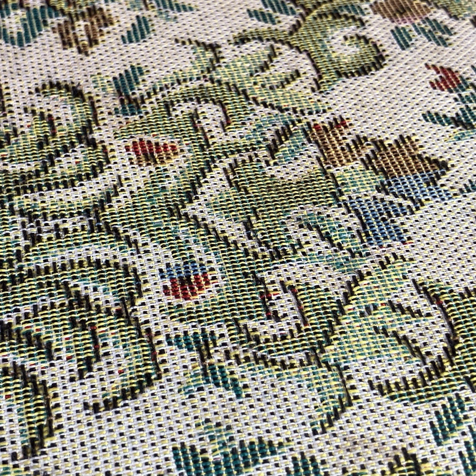 Decorative French Country Footstool / Floral Tapestry / Oak / Removable Legs