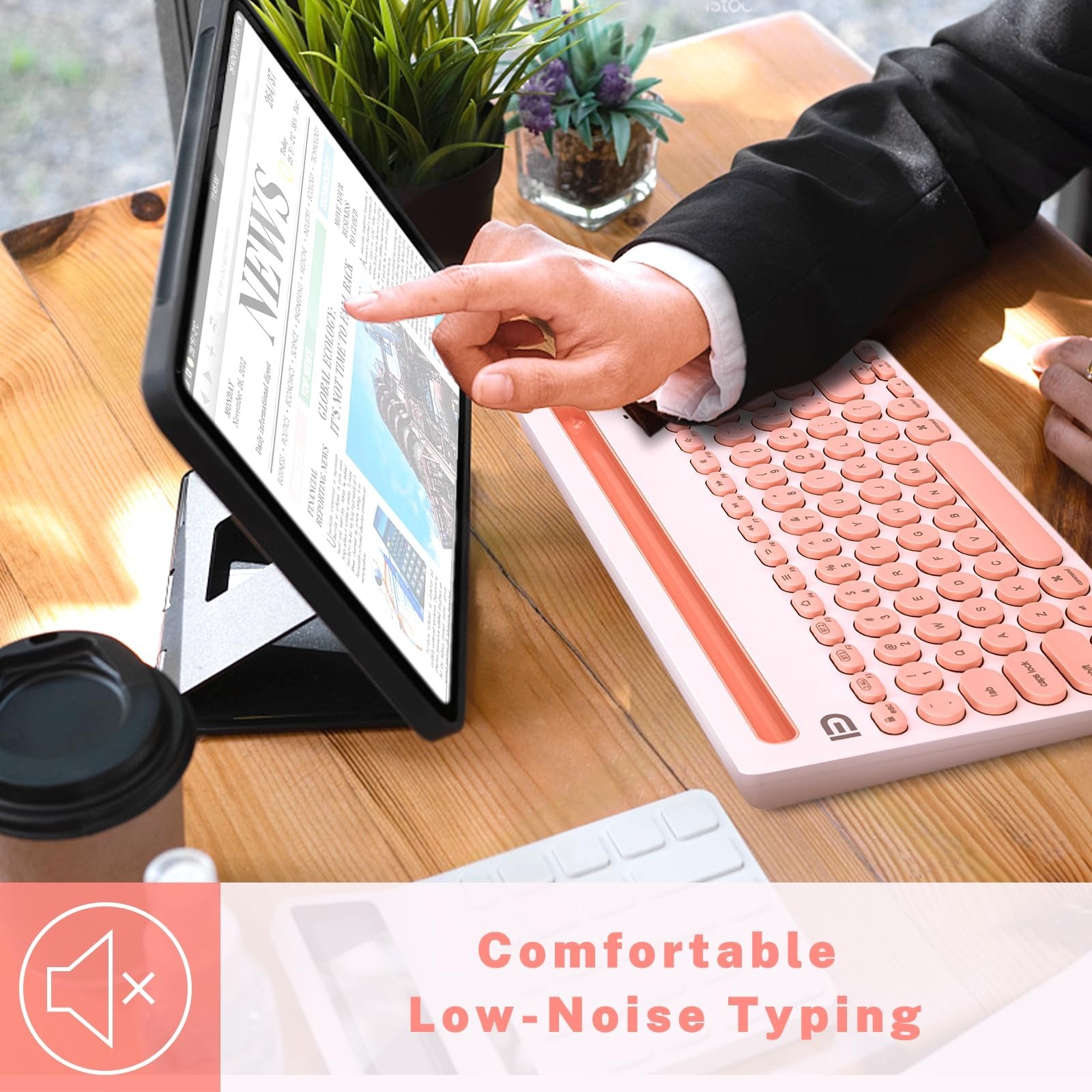 Wireless Keyboard, Dual Channel Multi-Device Universal Cute Wireless Bluetoot...
