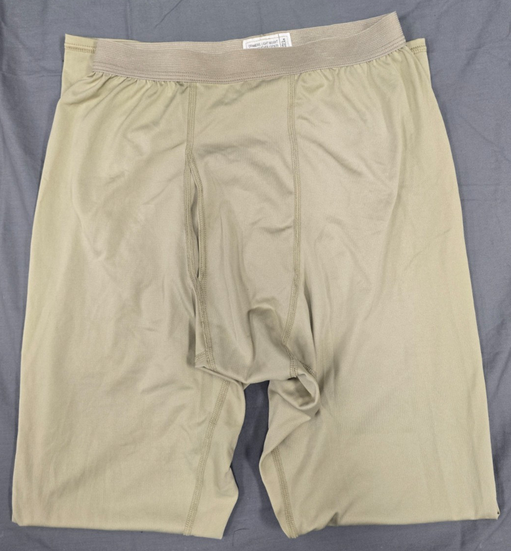 US Military Mens Polartec Silkweight Drawers Pants Tan Base Layer Thermal Sm/Reg