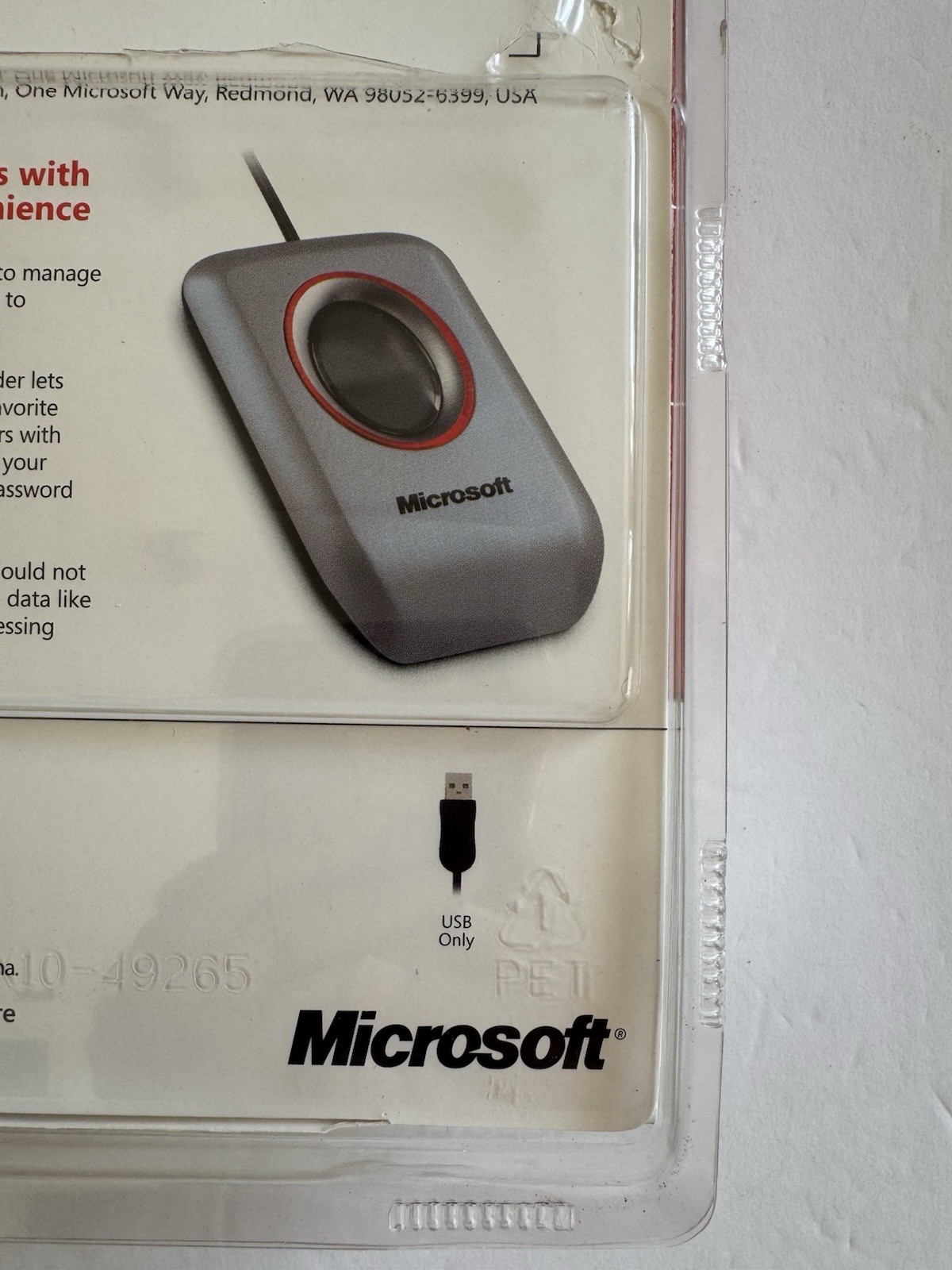 Microsoft Fingerprint Reader USB Sealed Windows X10-49253