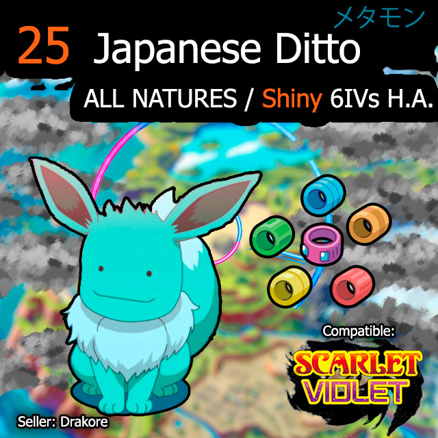 Shiny Ditto 6IV - ALL 25 Natures - Japanese Masuda - Pokemon Scarlet Violet