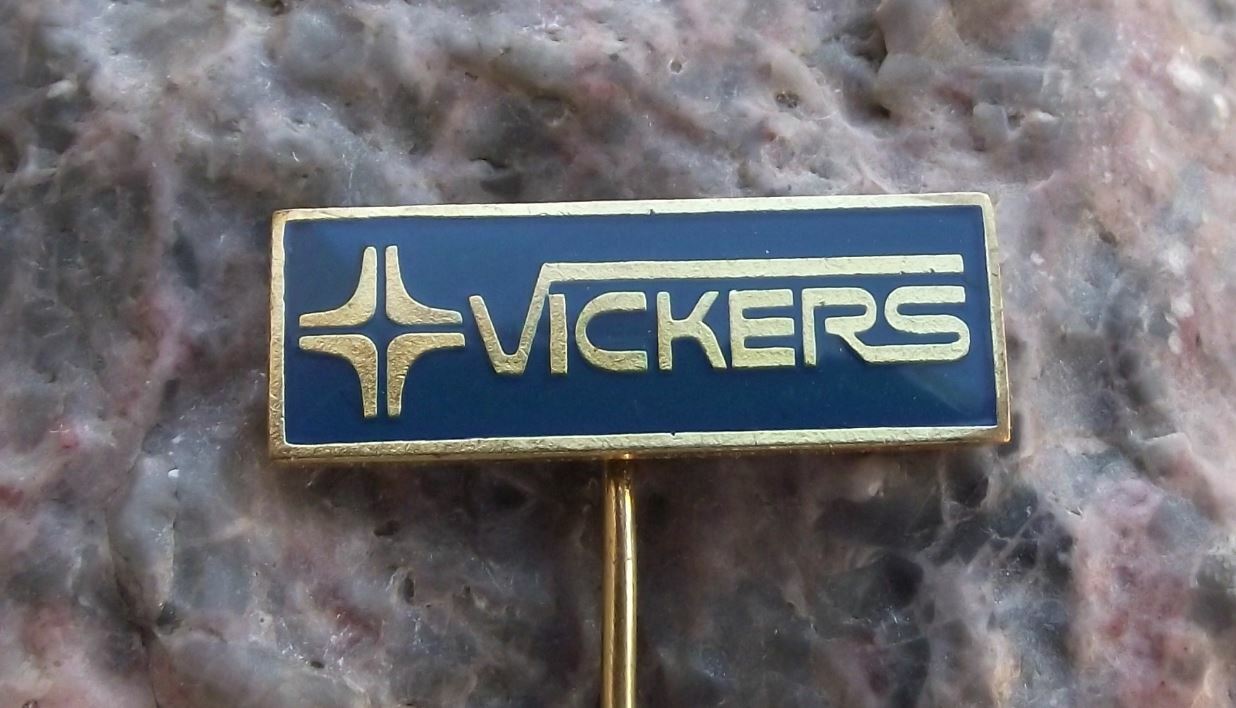 Vintage Vickers Steel Tanks Aircraft Company British Engineering Firm Pin Badge