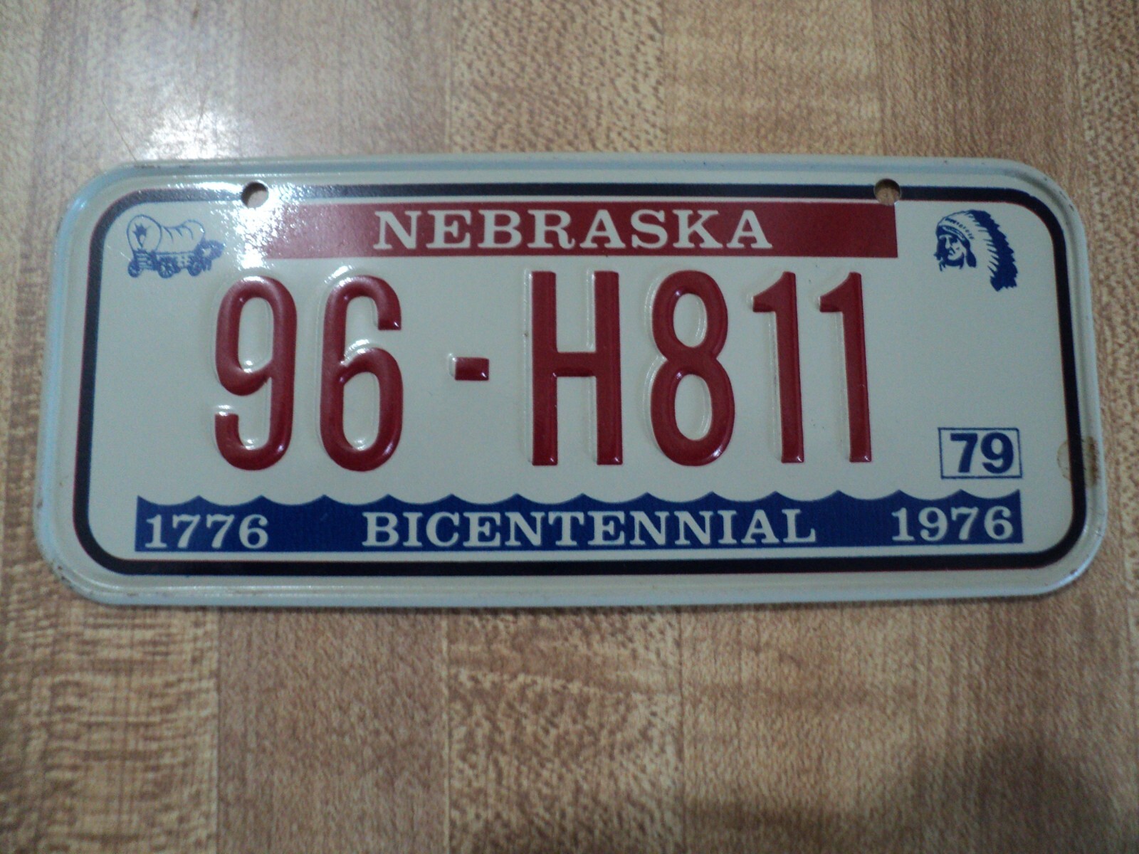 Vintage 1979 NEBRASKA Bicentennial bicycle license plate cereal premium