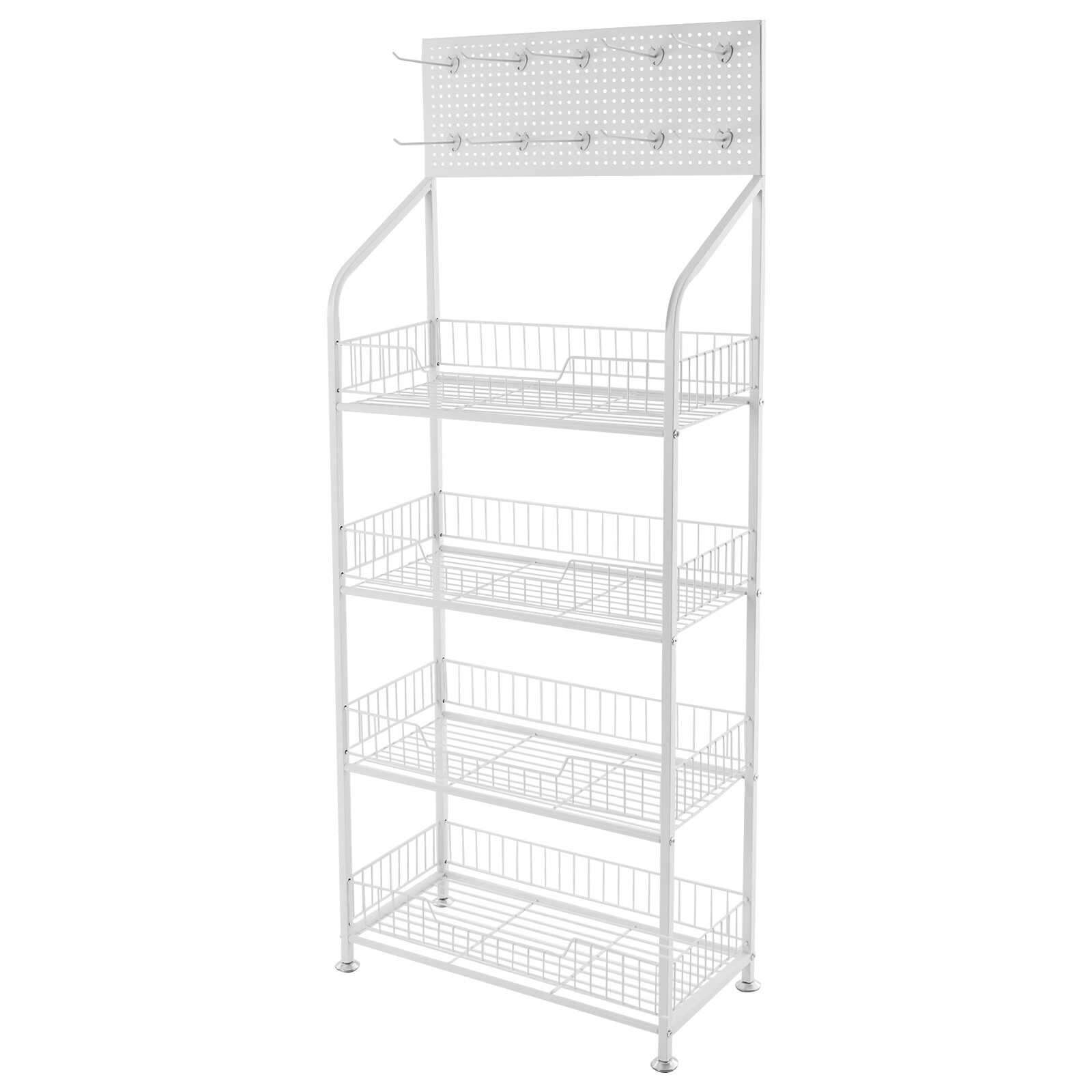Snack Rack Stand with Hooks 4 Tier Retail Display Rack Snack Display Organizer