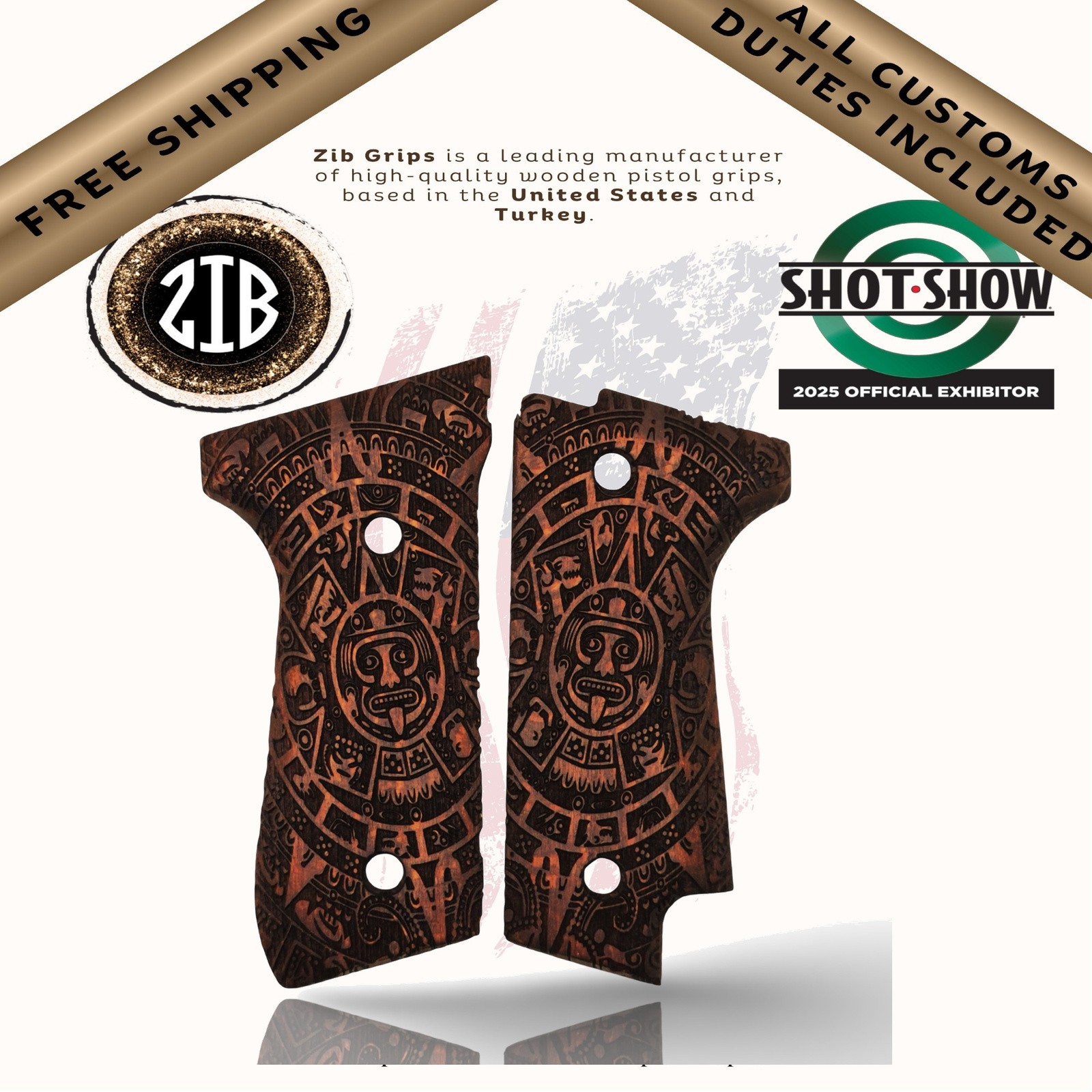 Zib Grips Wooden Series Pistol Grips Fits Beretta® 92S