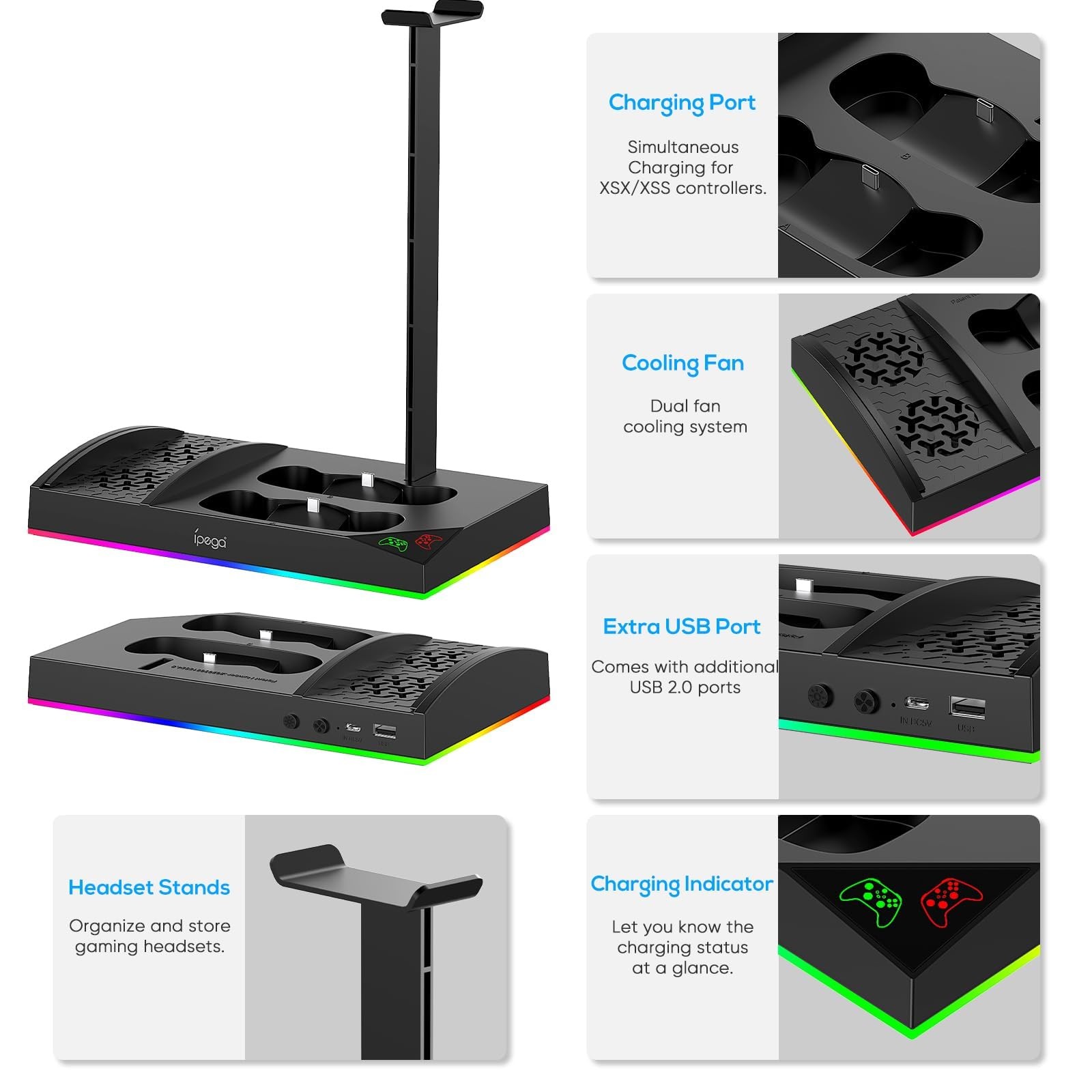 MENEEA Xbox Series S Cooler Stand Black