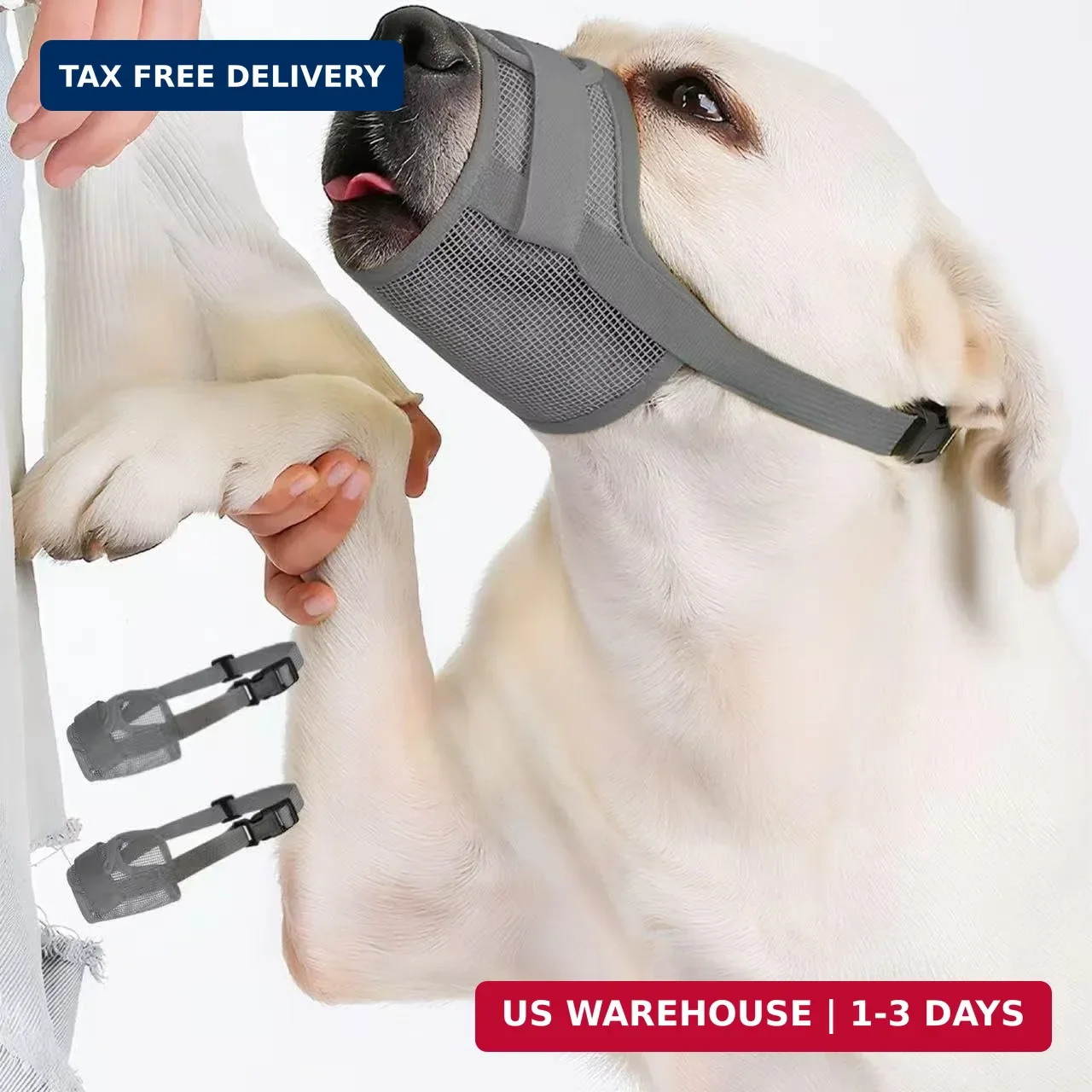 2-Pack Soft Mesh Dog Muzzle - Breathable & Adjustable, No-Bite and Escape-Proof