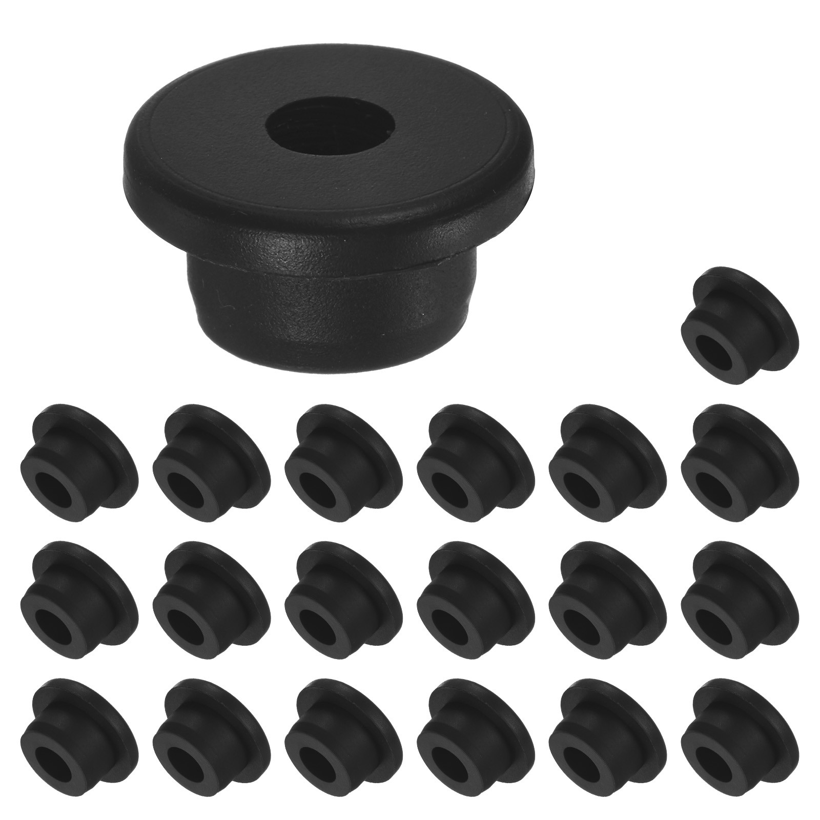 20-Pack 13/16 Inch Drill Hole, 3/8 Inch ID Silicone Rubber Grommets [Black]