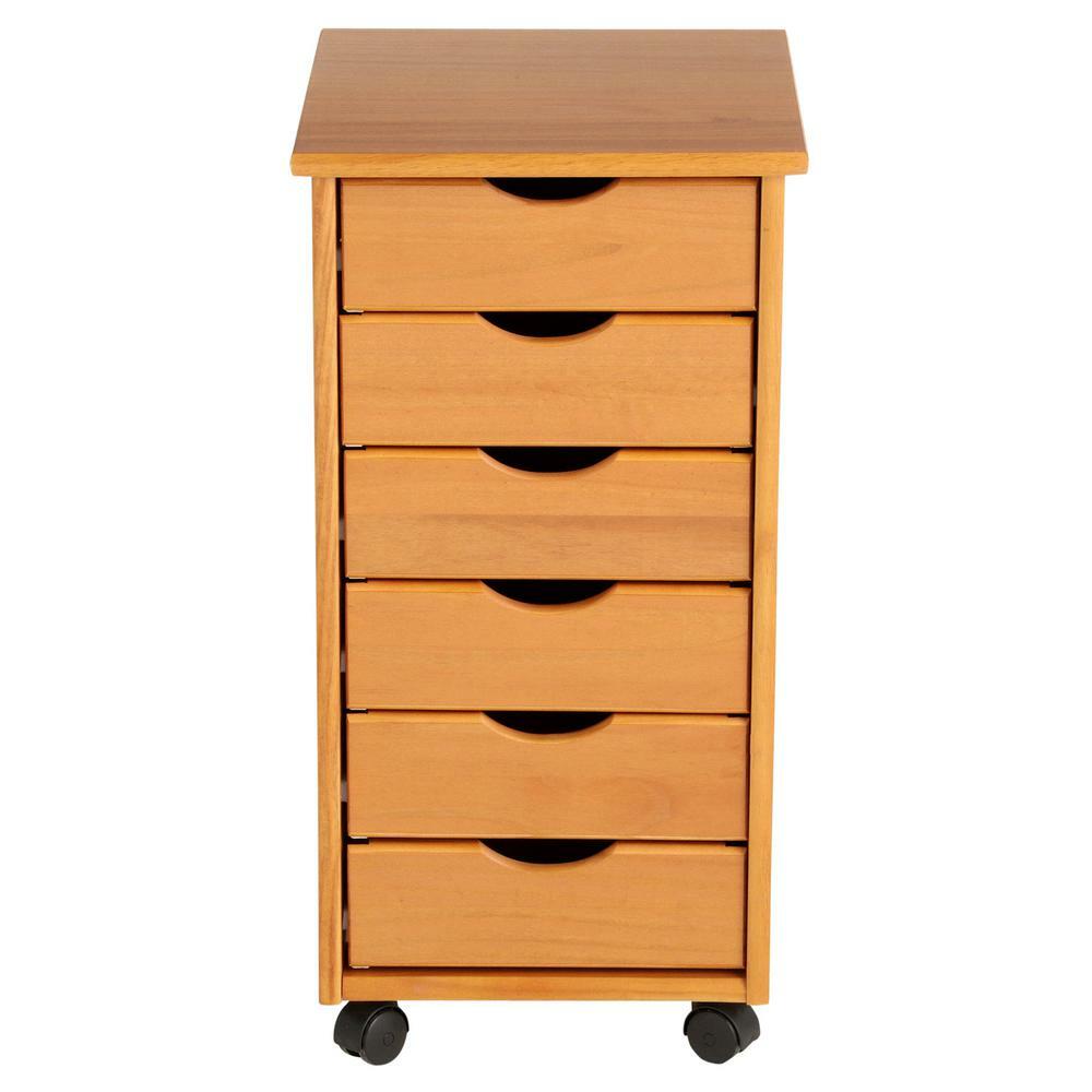 Adeptus Storage Cart Removable Six-Drawers Solid Wood Non Toxic Finish 4-Wheels