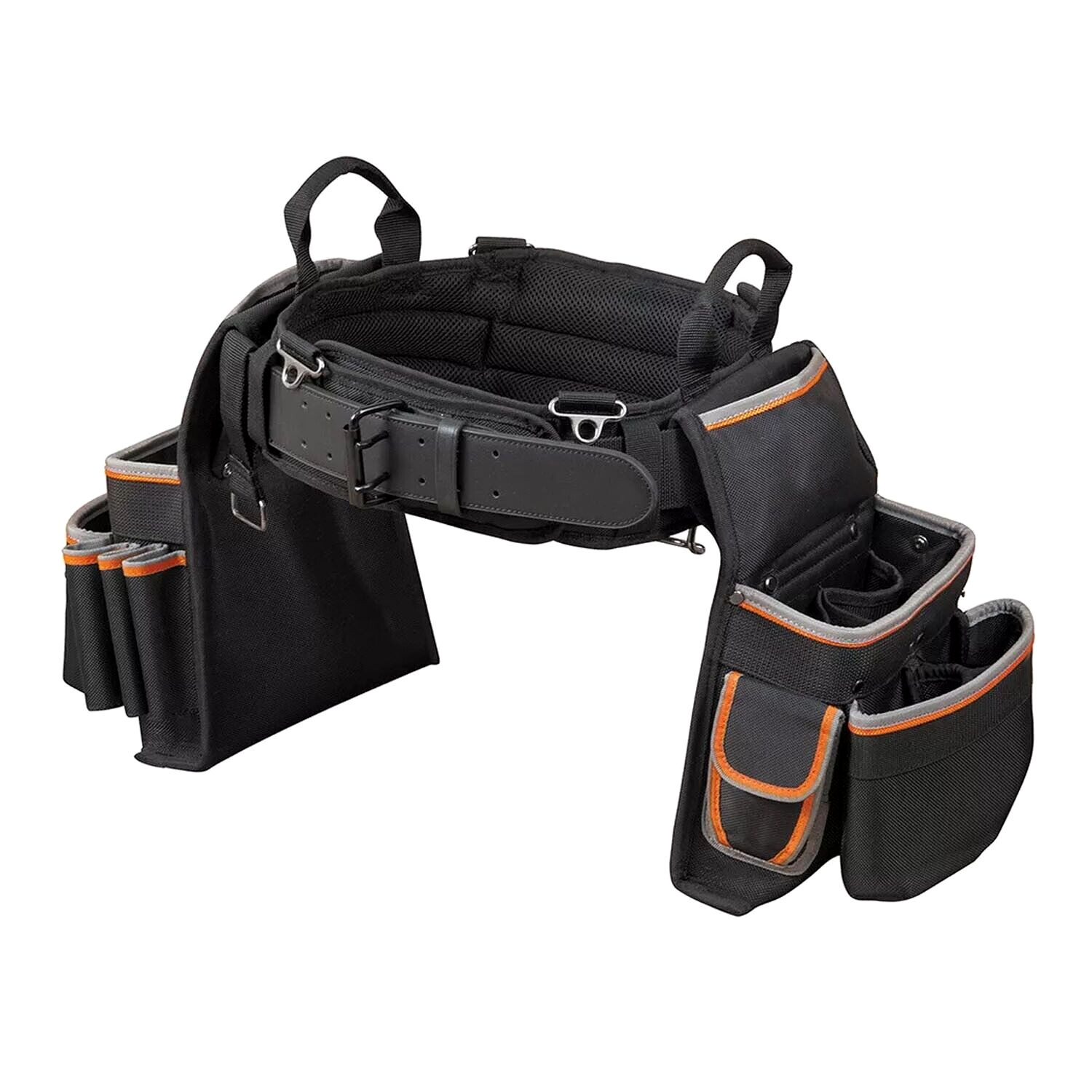 Electrician Tool Belt Large Black Contractor Pouch with Suspender StorageBag New