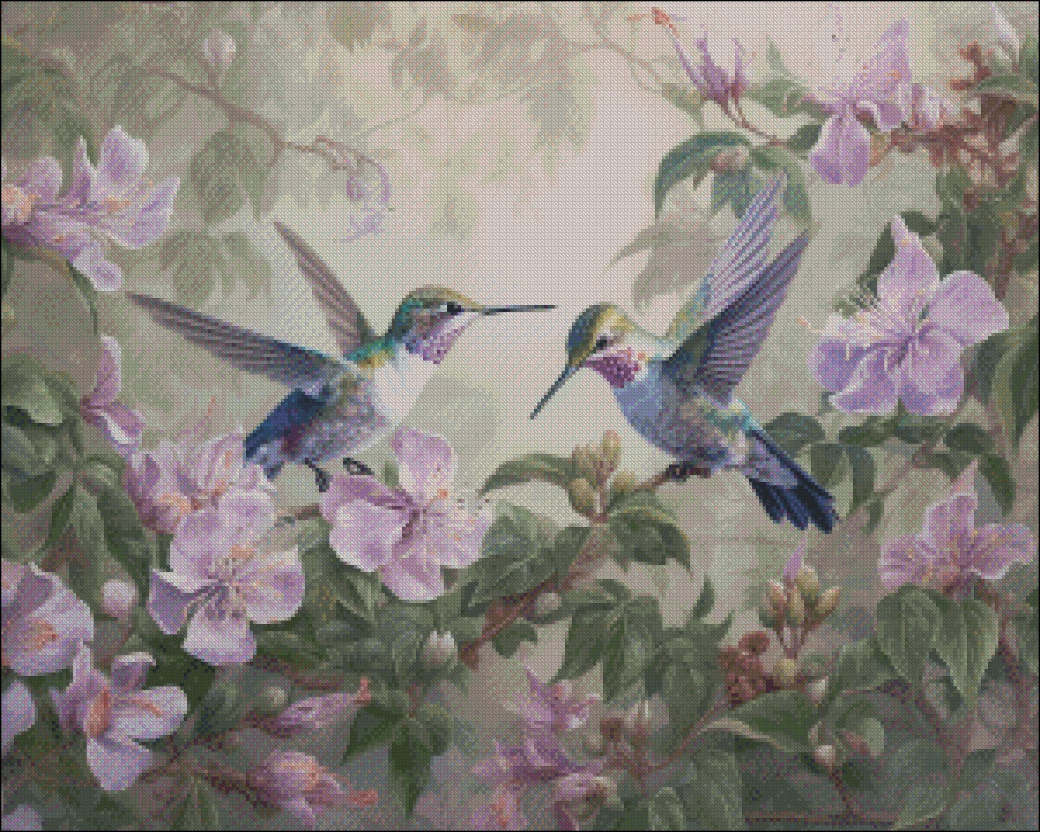 Wings and Blooms - DIY Chart Counted Cross Stitch Patterns Needlework DMC Color