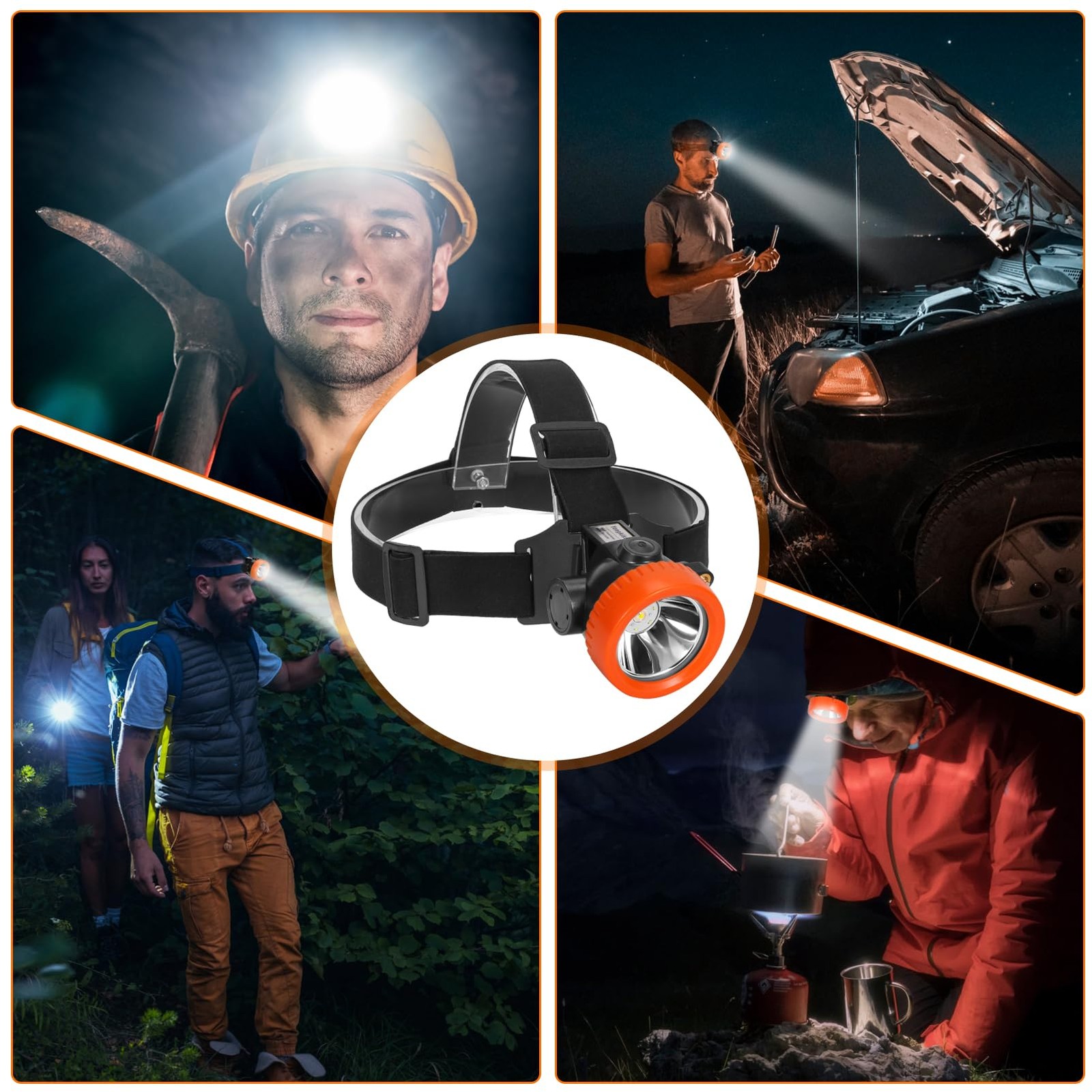 Yongkist Rechargeable Mining Headlamp with 7 LEDs, Explosion-Proof Cap Light ...