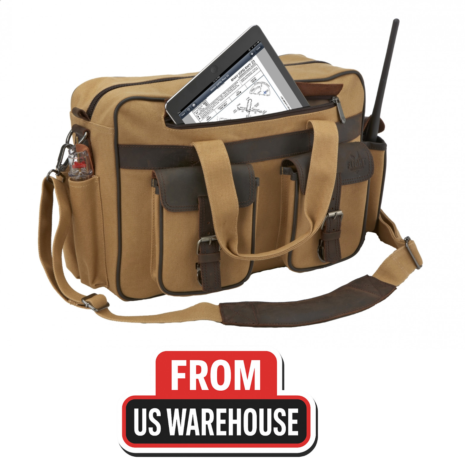 Flight Outfitters Bush Pilot Folio Bag – Canvas/Leather, Laptop/Tablet Pockets