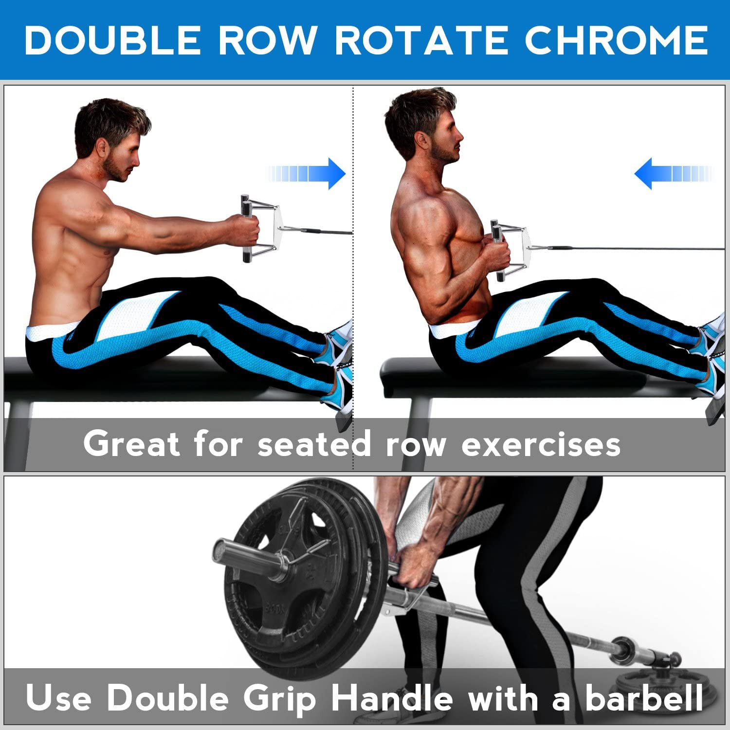 Cable Machine Attachment, Double D Handle & Tricep Rope Cable