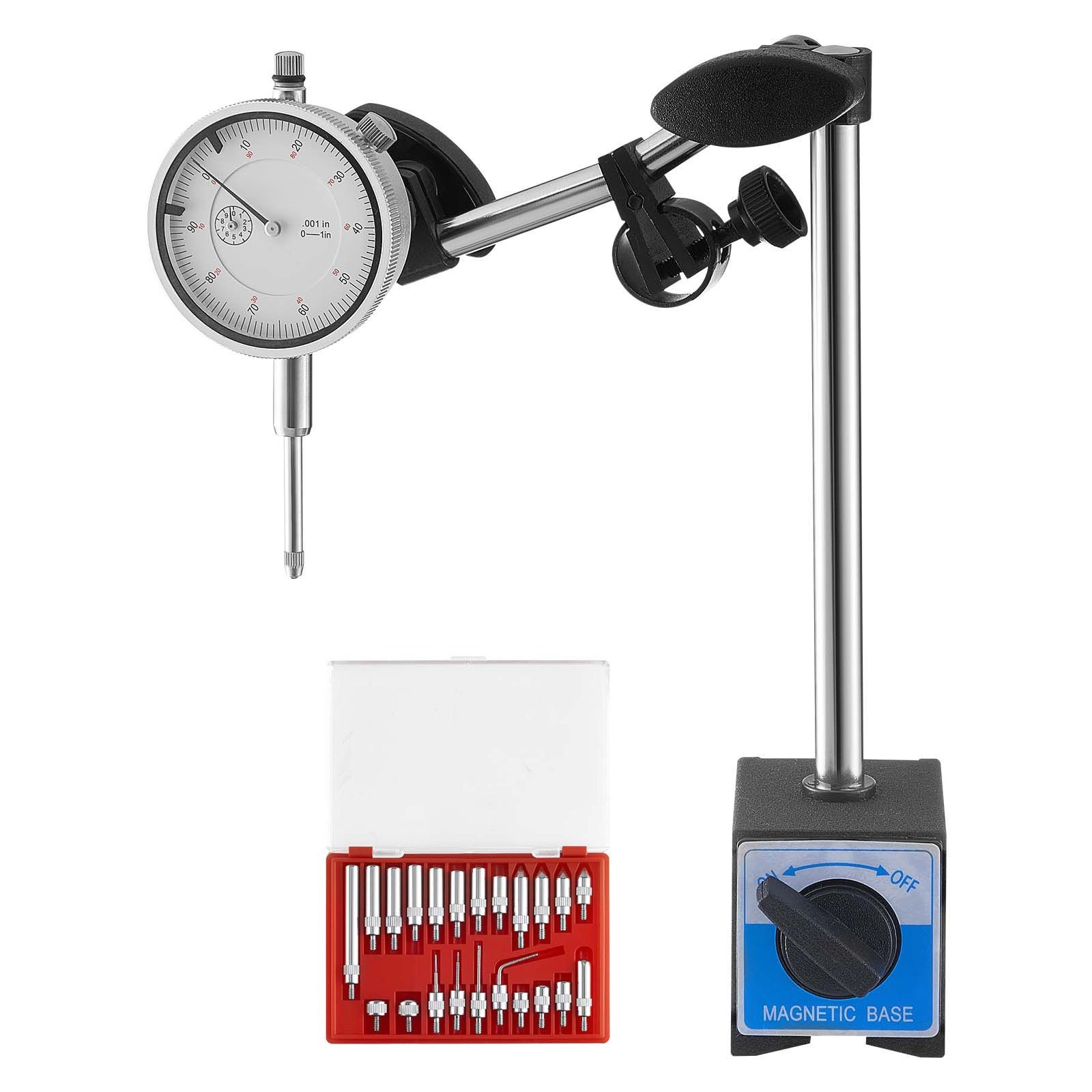 Dial Test Indicator 0.001in Accuracy, Stainless Steel & Aluminum, Magnetic Base