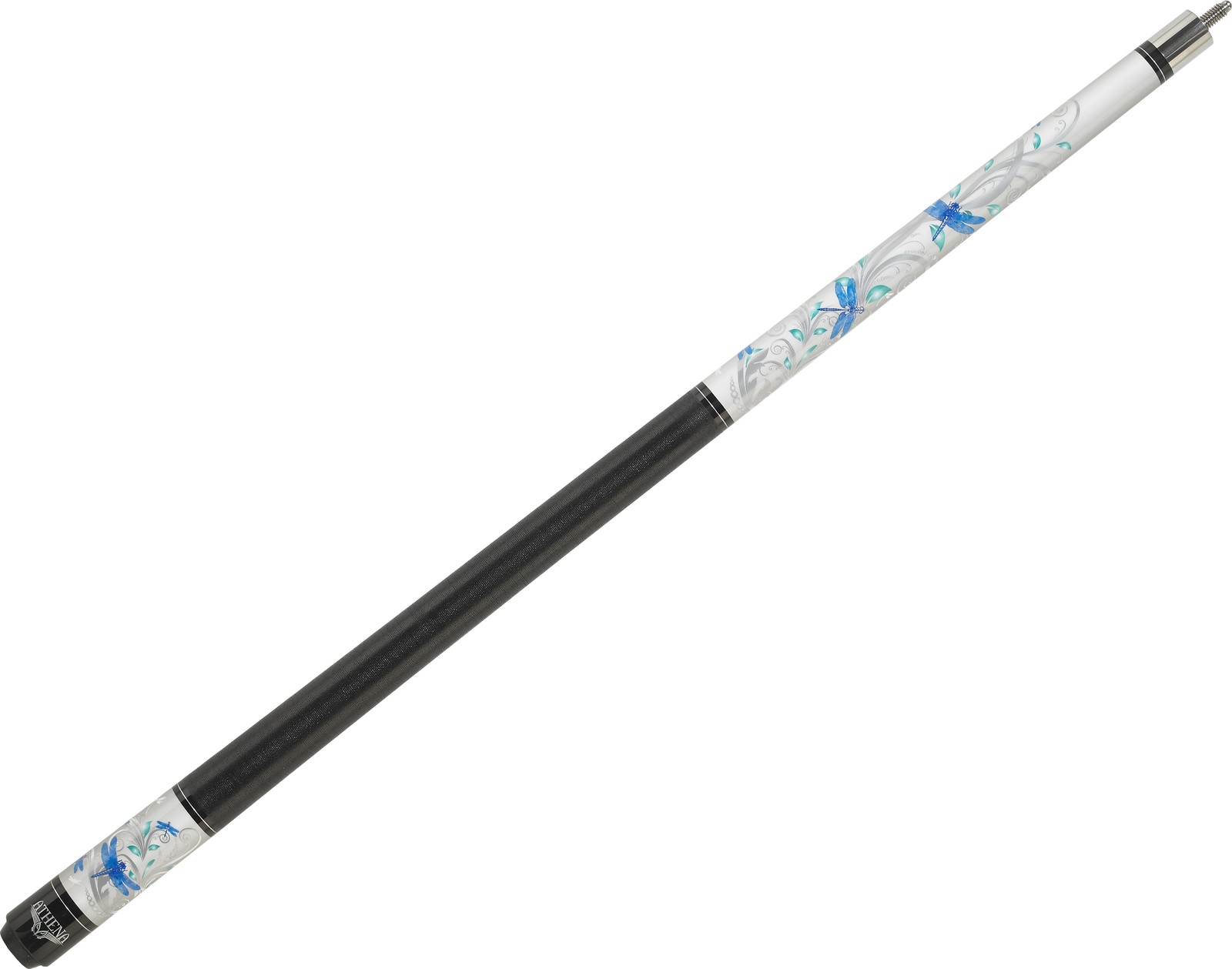 Athena  ATH46 Grey w/Blue Dragonflies & Green Leaves Pool/Billiards Cue Stick