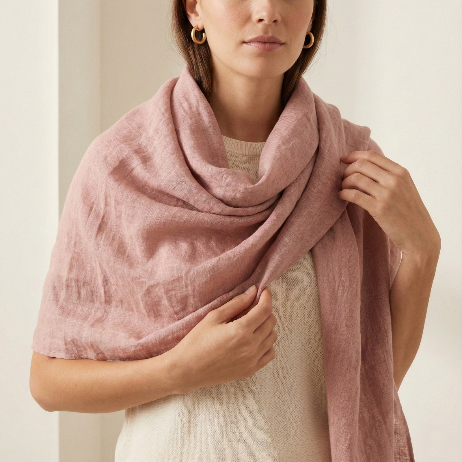 Washed 100% linen scarf, Softened linen scarves in 14 colors, Gift for Women Men