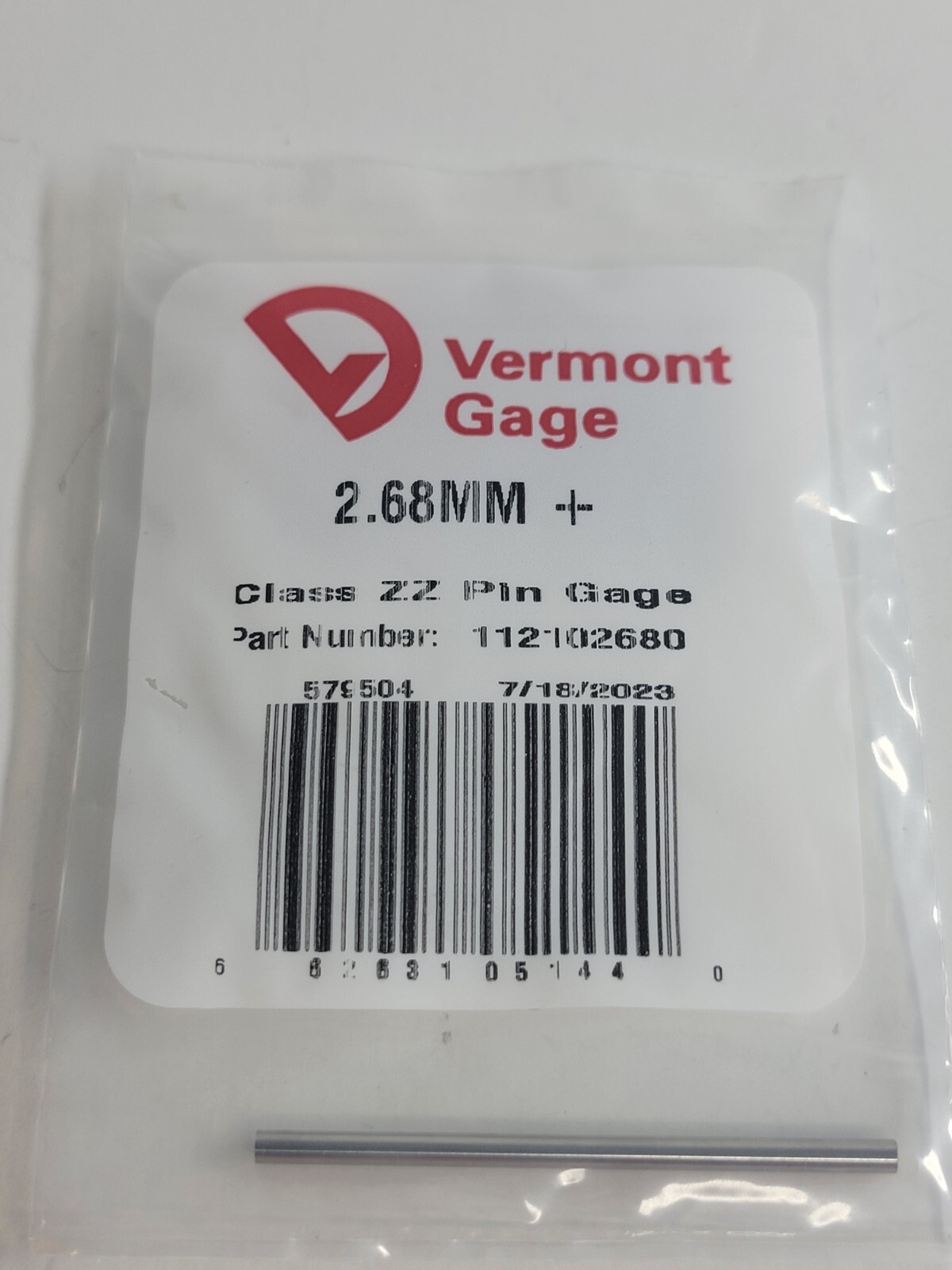 Vermont Gage - 112102680 - 2.68mm+ - Class ZZ Pin Gage