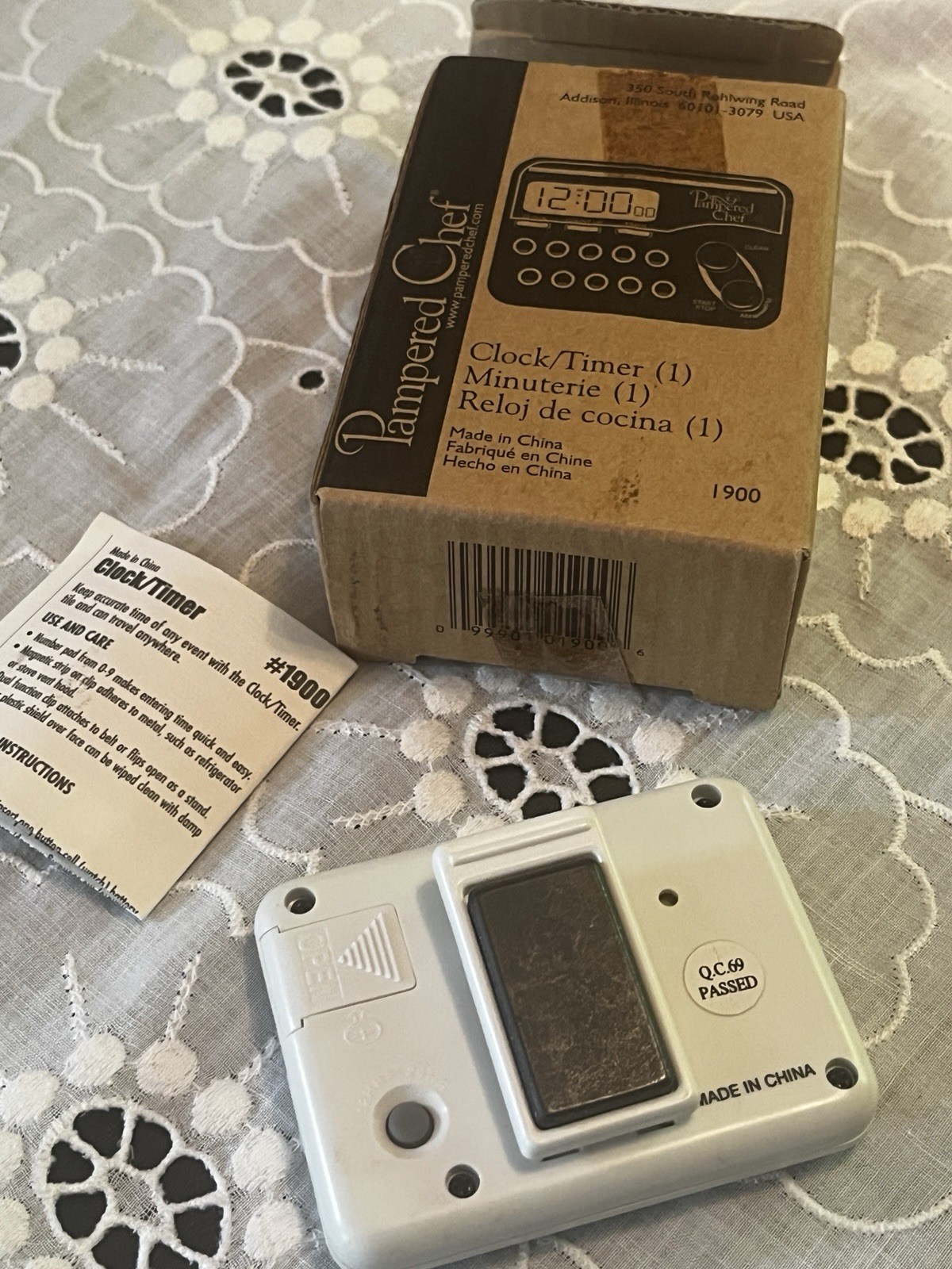 Pampered Chef Digital Clock Timer Model #1900 With Magnetic Clip W/ Instructions