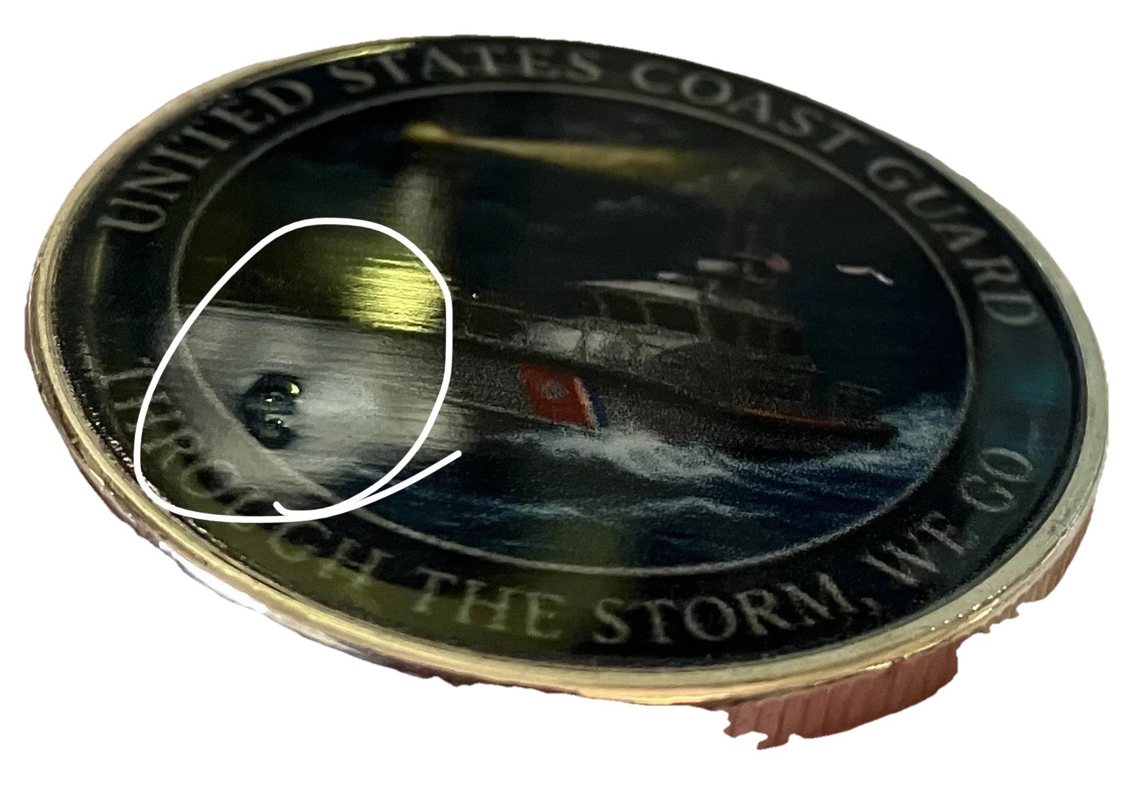 US Coast Guard Imperfect Coin-Silver Colored-2D-super Small Bumps-Random