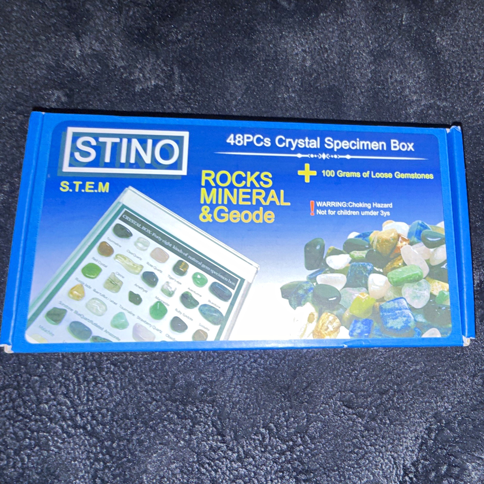 STINO S.T.E.M Rocks, Minerals & Geodes 48pc Crystal Specimen Box +100g Gems