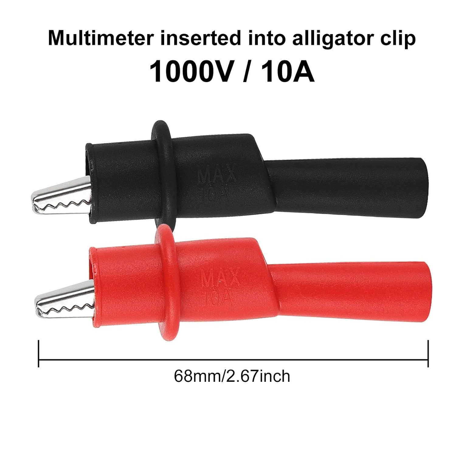 Insulated Alligator Clips for Multimeters - Rustproof 2-Piece Set with 10mm Grip