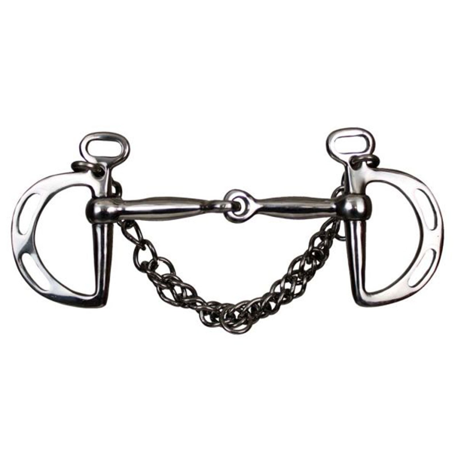 Slotted KIMBERWICK BIT Stainless Steel Snaffle 5" Mouth 2 1/2" Dees Curbs Chain